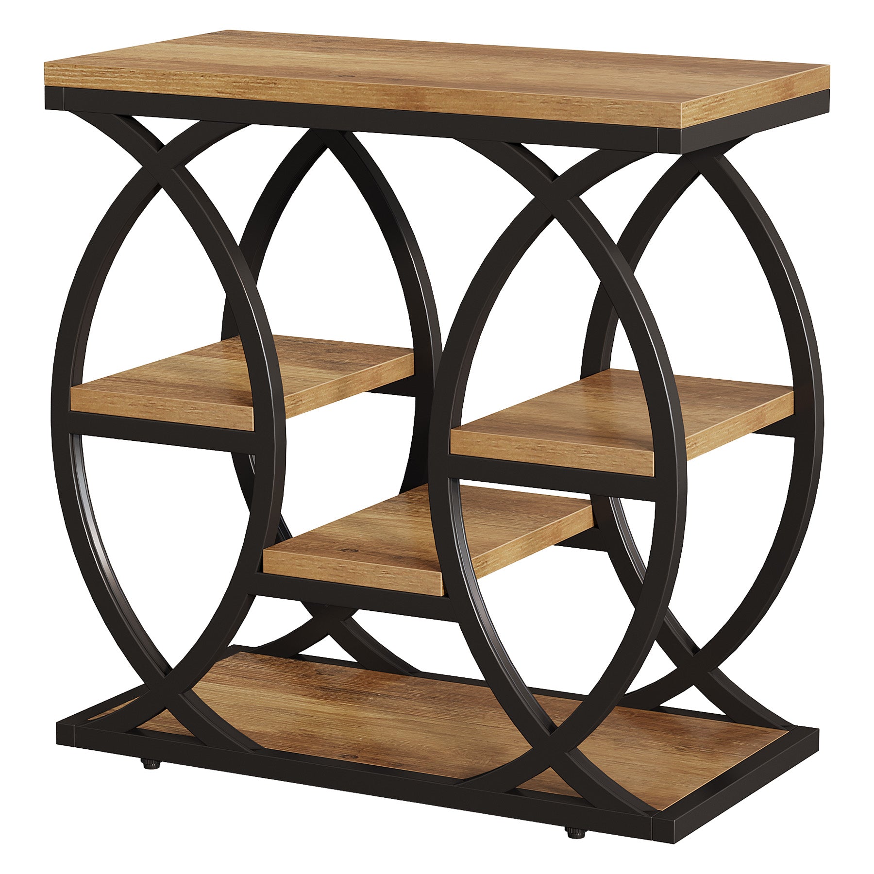 Beistelltisch mit 4 Ablagen, 60cm schmaler Nachttisch mit Stauraum