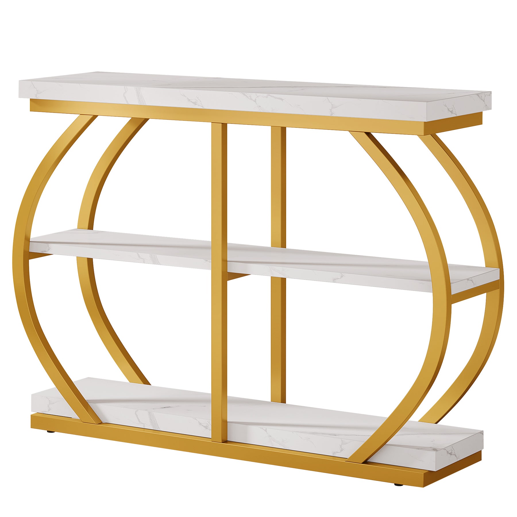 105 cm Konsolentisch, 3-stufiger Sofa-Eingangstisch mit Ablagefächern