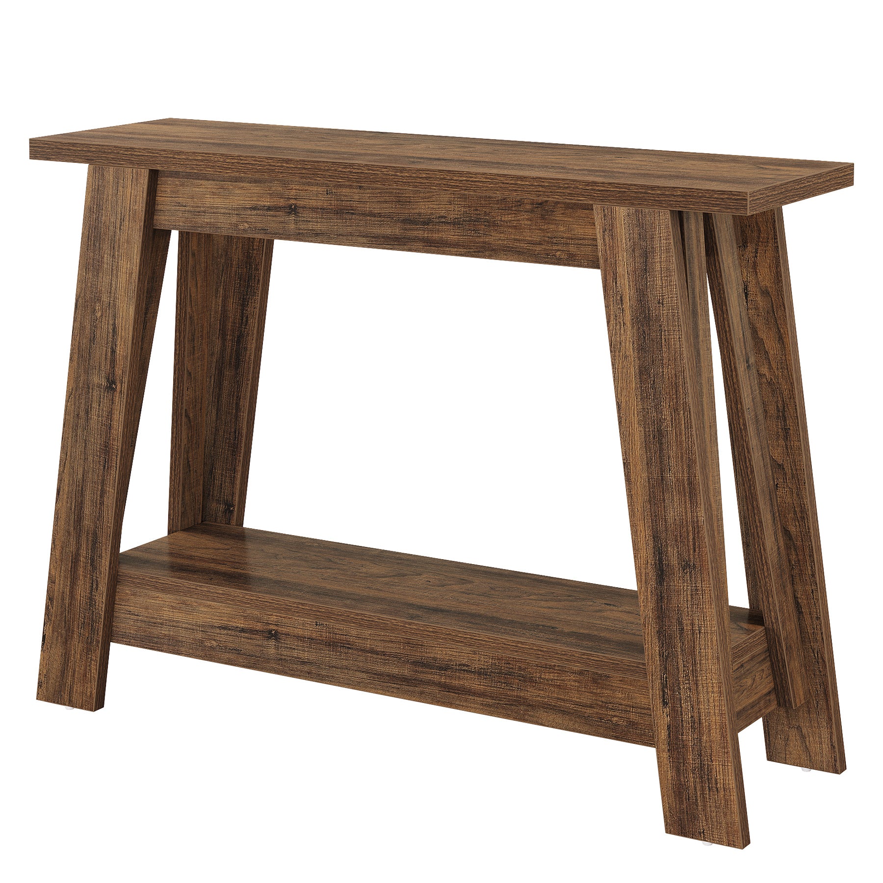 105 cm Farmhouse Konsolentisch mit 2 Ebenen Stauraum, Schmaler Sofatisch im Landhausstil