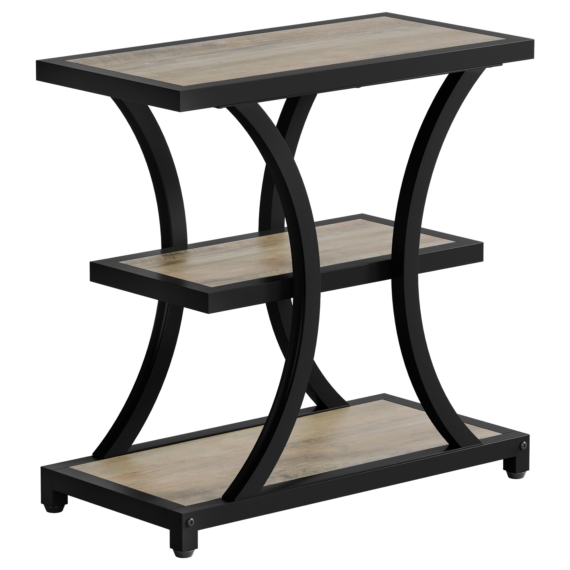 Industrieller Beistelltisch mit 3 Etagen & Metallgestell - Stauraum für kleine Räume