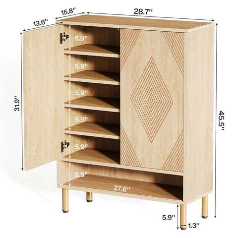 73cm Schuhschrank, Schuhregal aus Holz mit verstellbaren Regalen