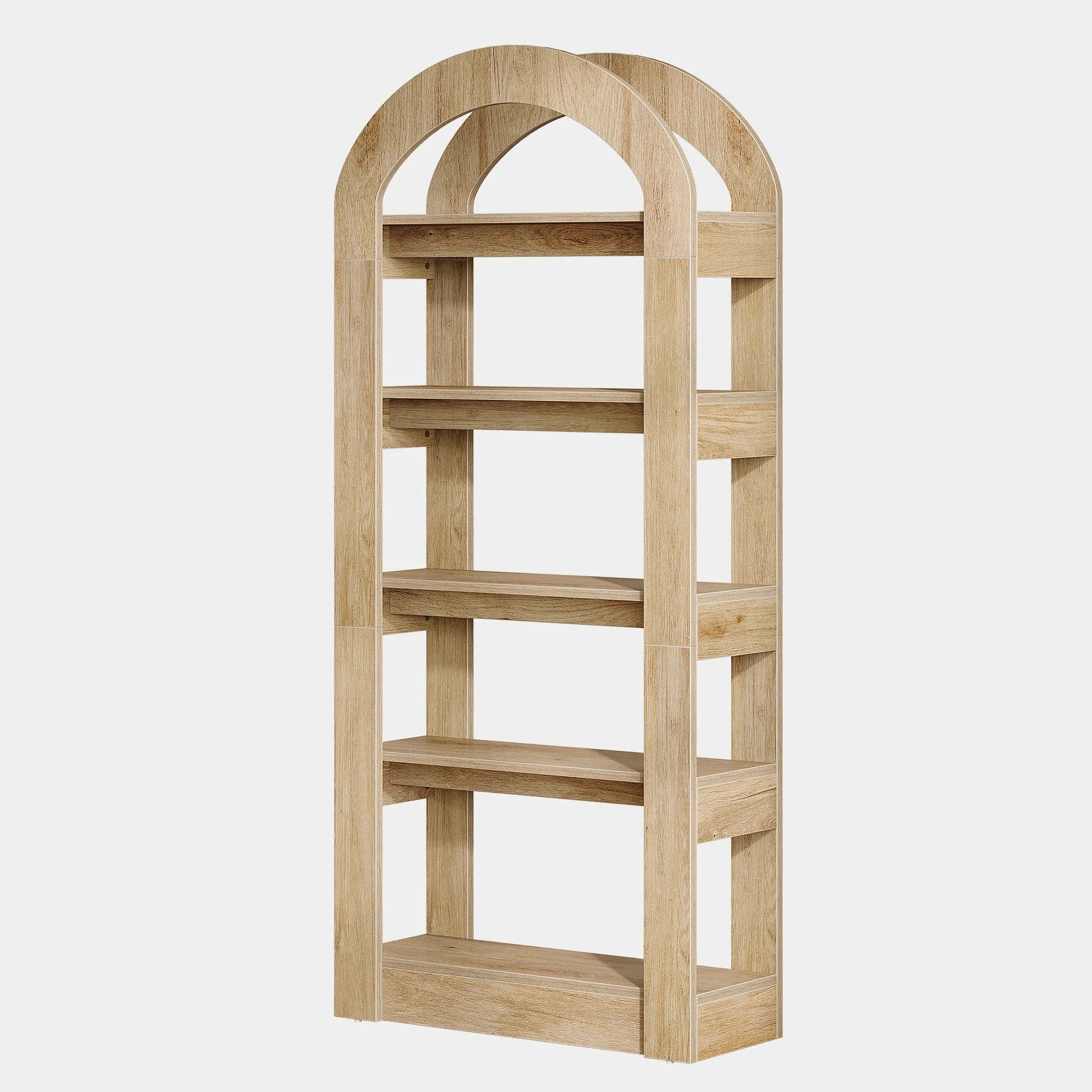 180 cm 5-stöckiges Bücherregal aus Holz mit Bogenform