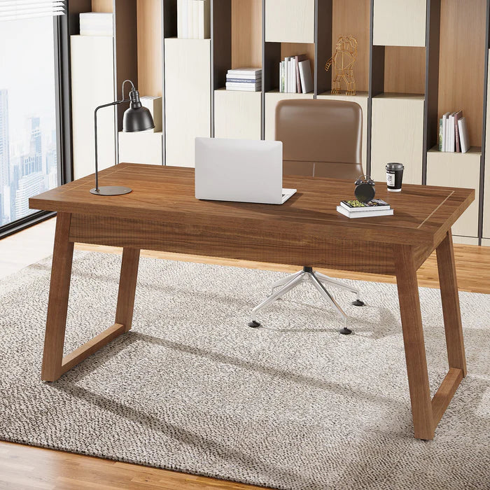 140 cm Computertisch aus Holz, Mid-Century Modern Arbeitstisch mit Schublade