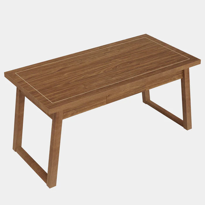 140 cm Computertisch aus Holz, Mid-Century Modern Arbeitstisch mit Schublade