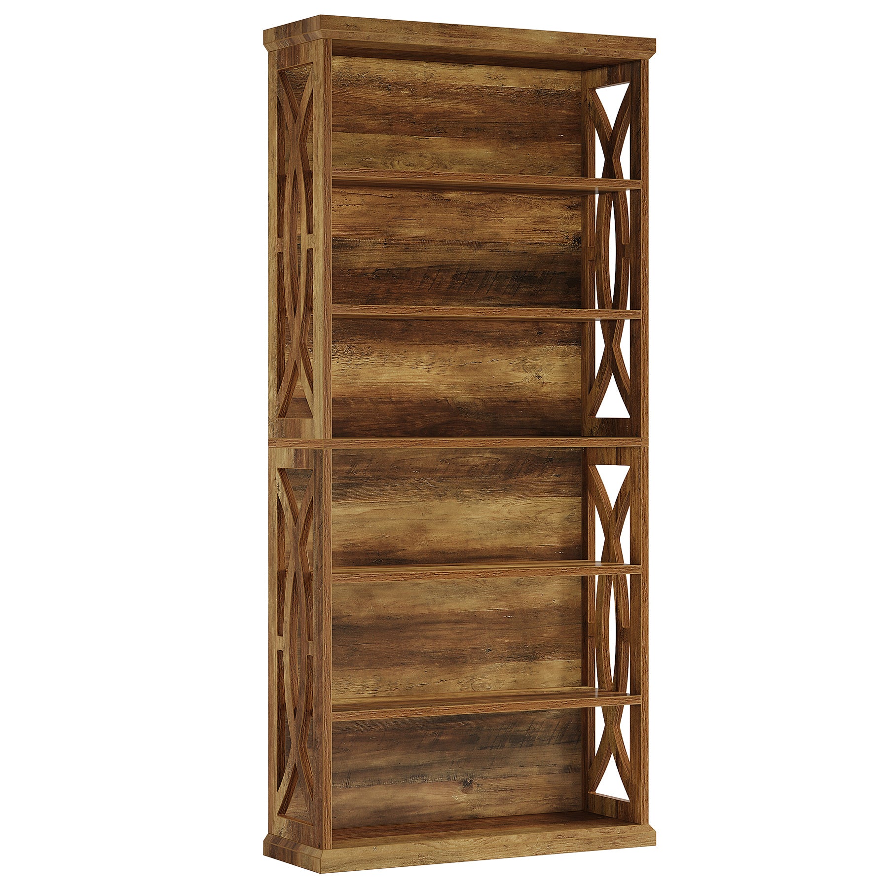 180 cm 6-stufiges Bücherregal, freistehendes Industrie-Regal aus Holz für Wohnzimmer & Homeoffice