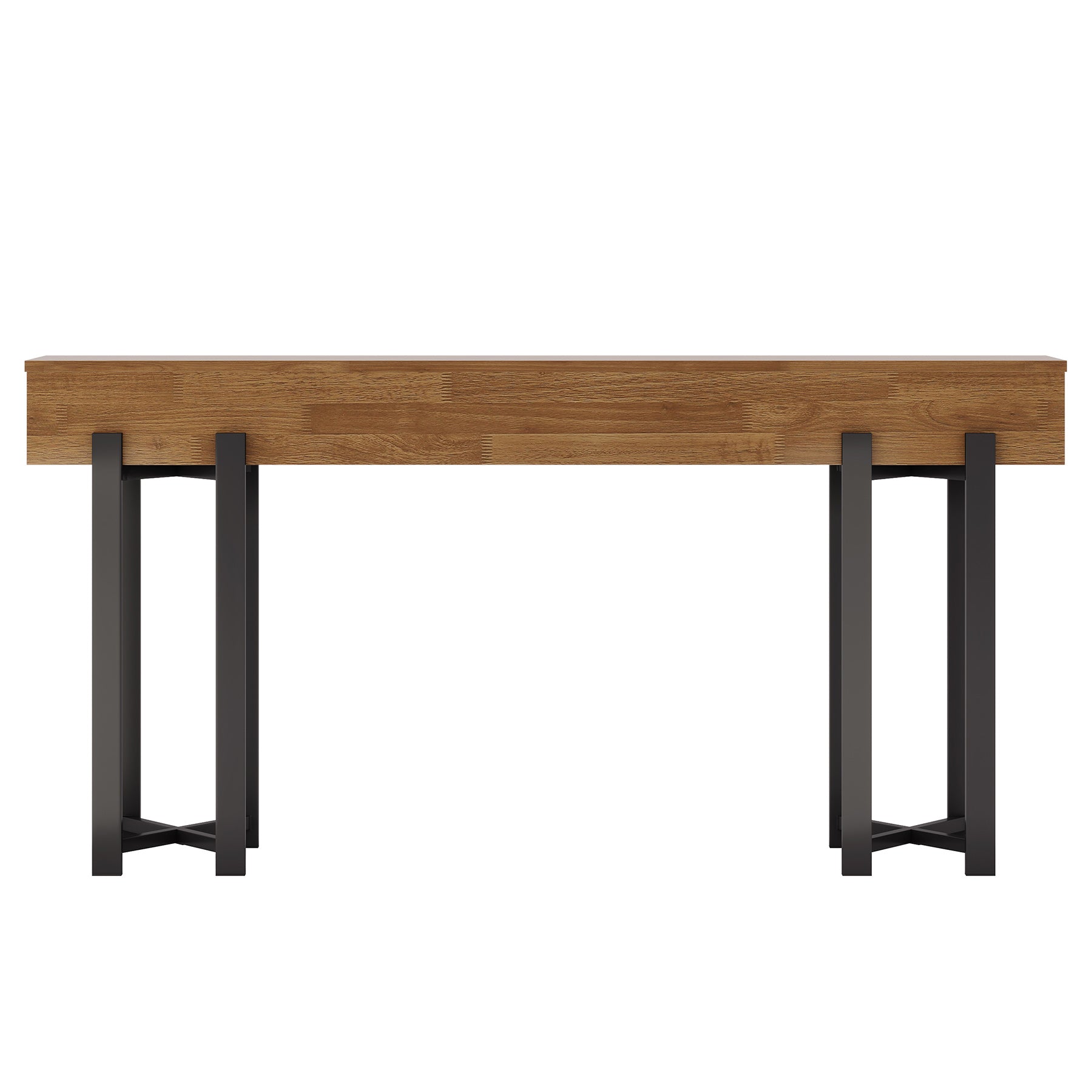 Robuster Landhaus Konsolentisch, 160 cm schmal mit Metallgestell für Flur und Home-Office