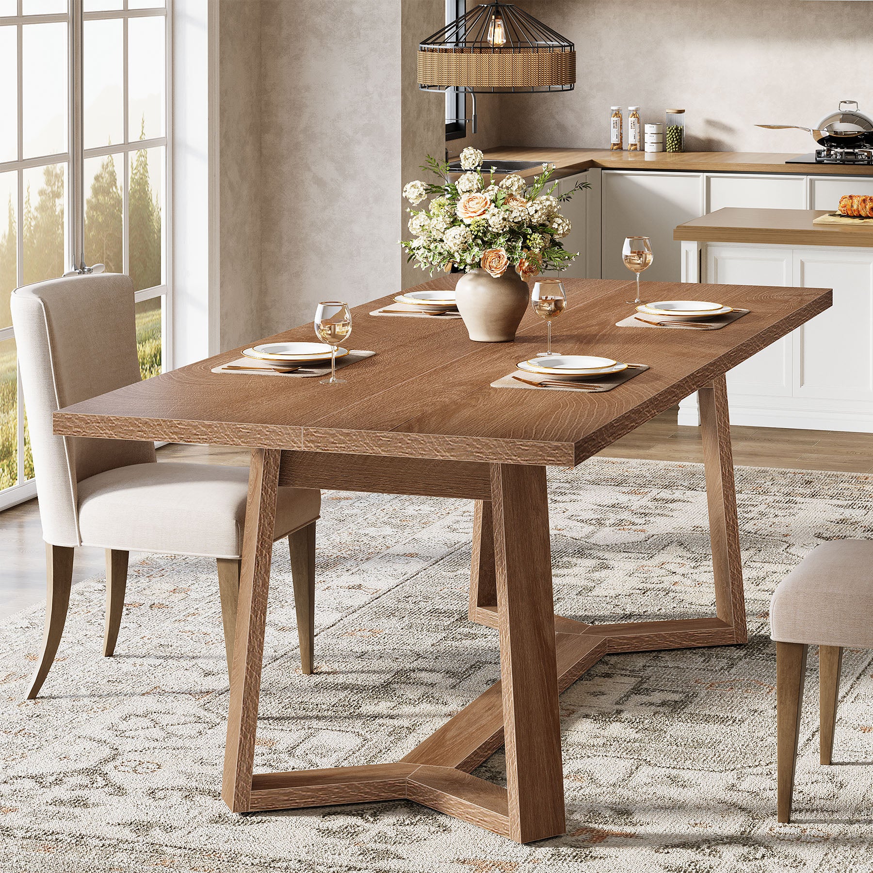 Moderner Esstisch 120 cm für 4–6 Personen, MDF mit Massivholzoptik, rechteckiger Küchentisch