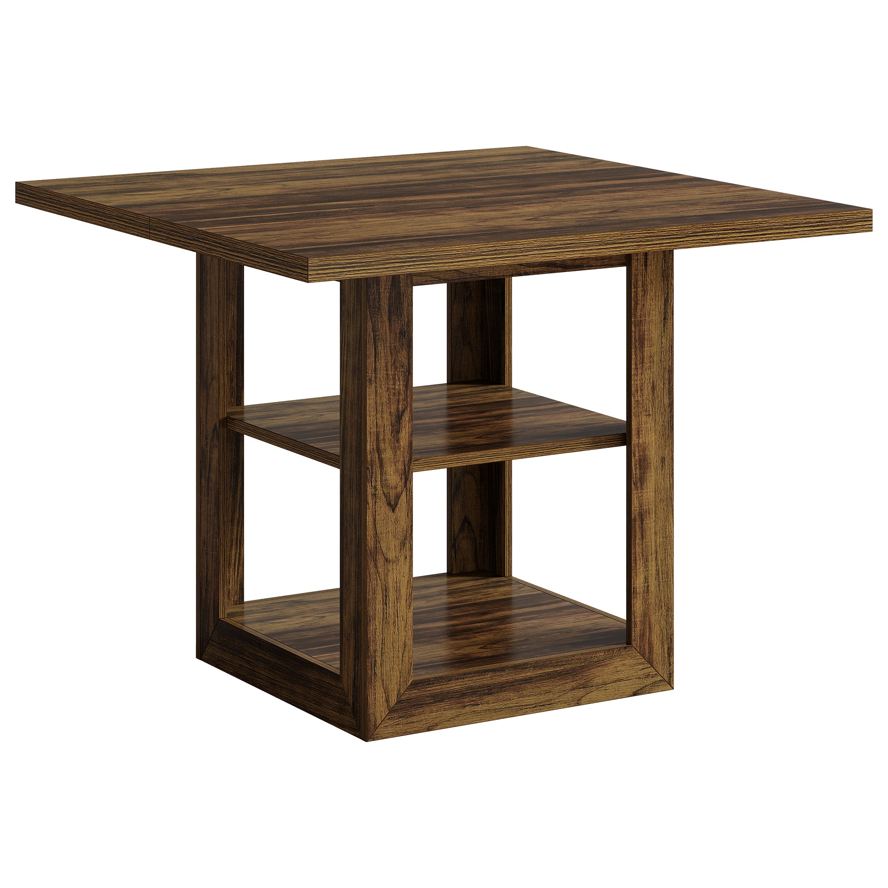 Quadratischer Esstisch 80 cm für 4 Personen, Landhaus-Küchentisch mit Ablage