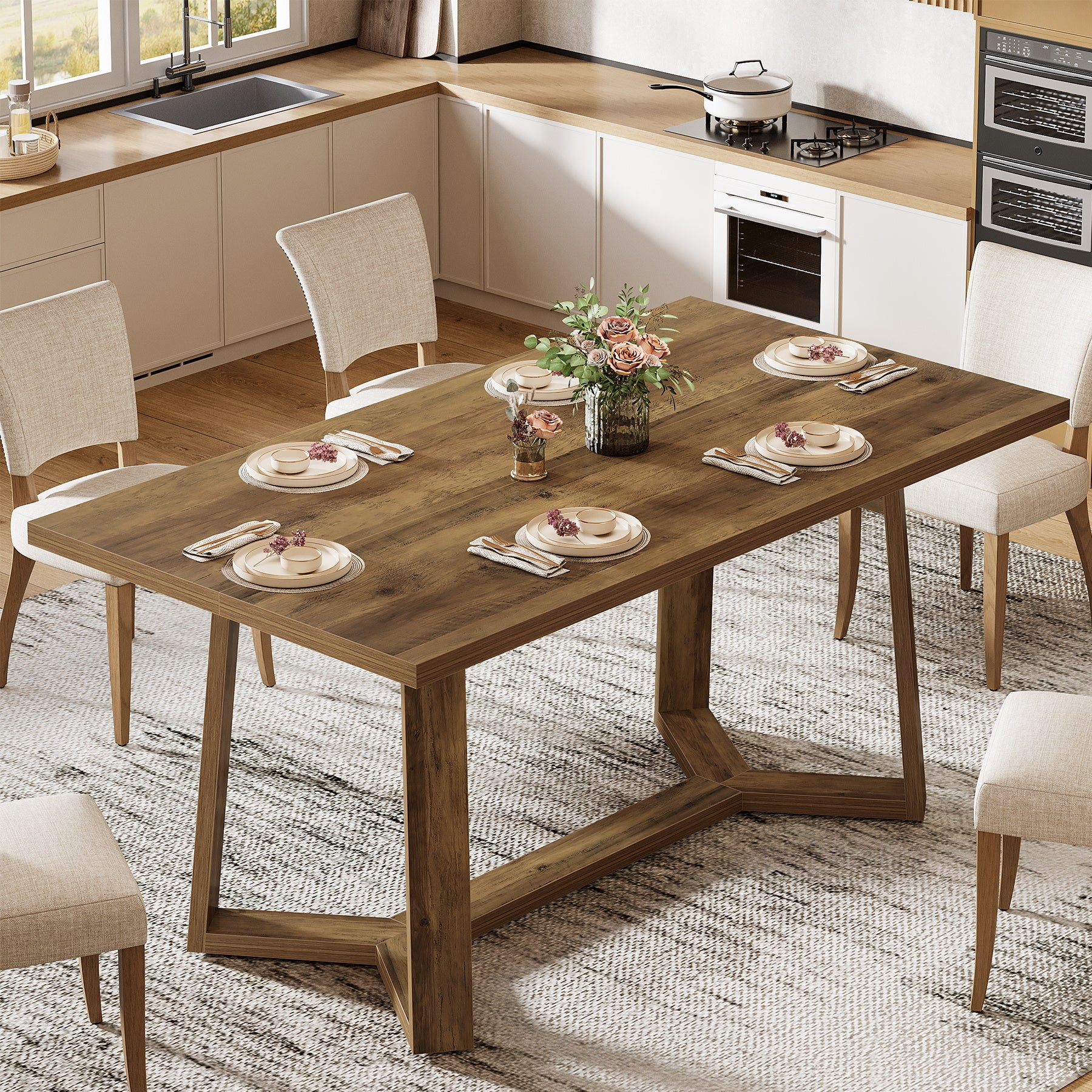 Moderner Esstisch 120 cm für 4–6 Personen, MDF mit Massivholzoptik, rechteckiger Küchentisch
