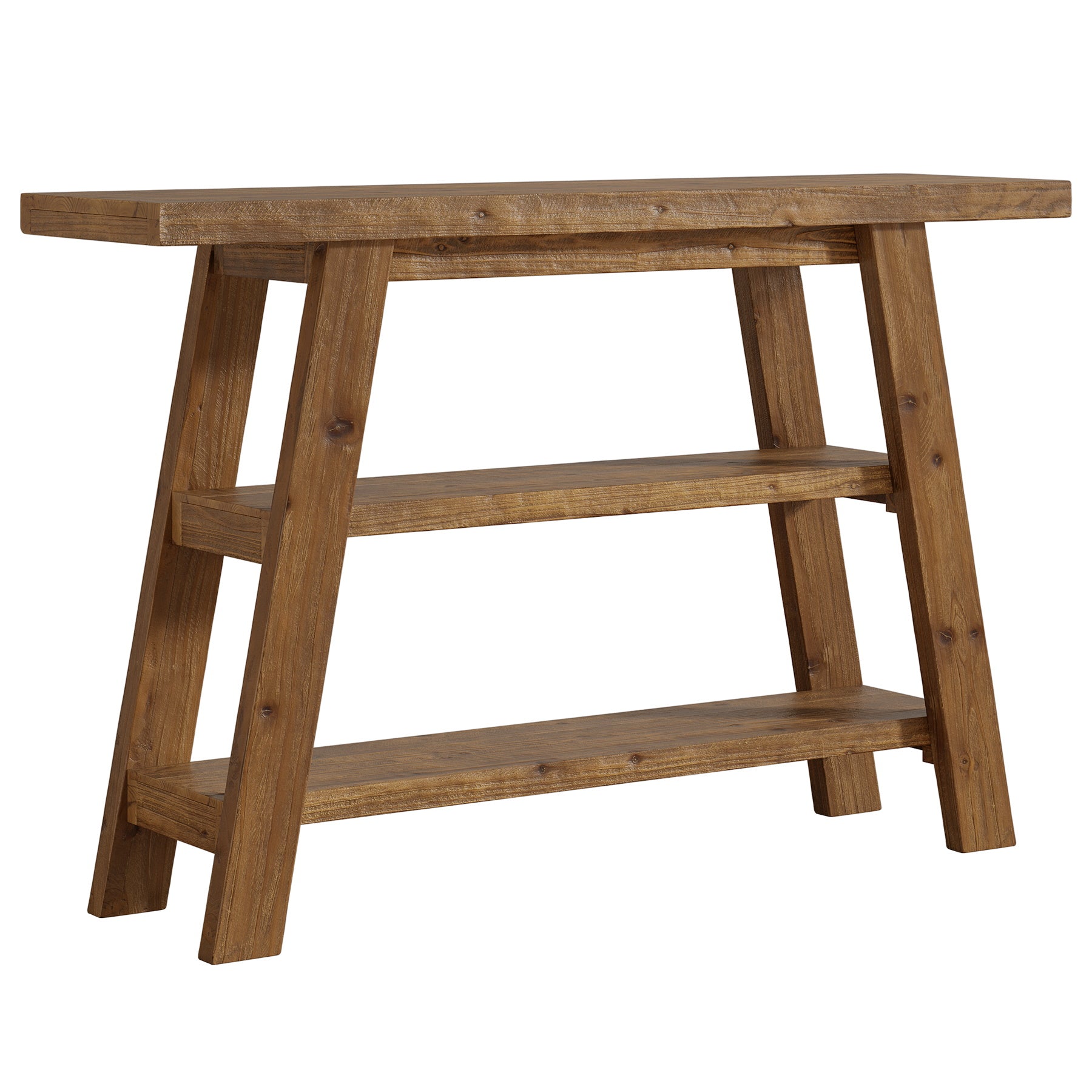 120 cm Massivholz-Konsolentisch im Landhausstil, schmaler Sofatisch mit 3 Ebenen für Eingang & Foyer