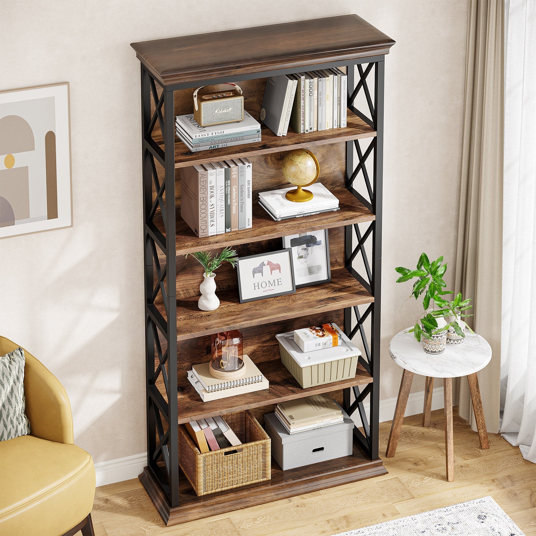 6-stöckiges Bücherregal, 180cm Etagere Bücherregal für das Home Office