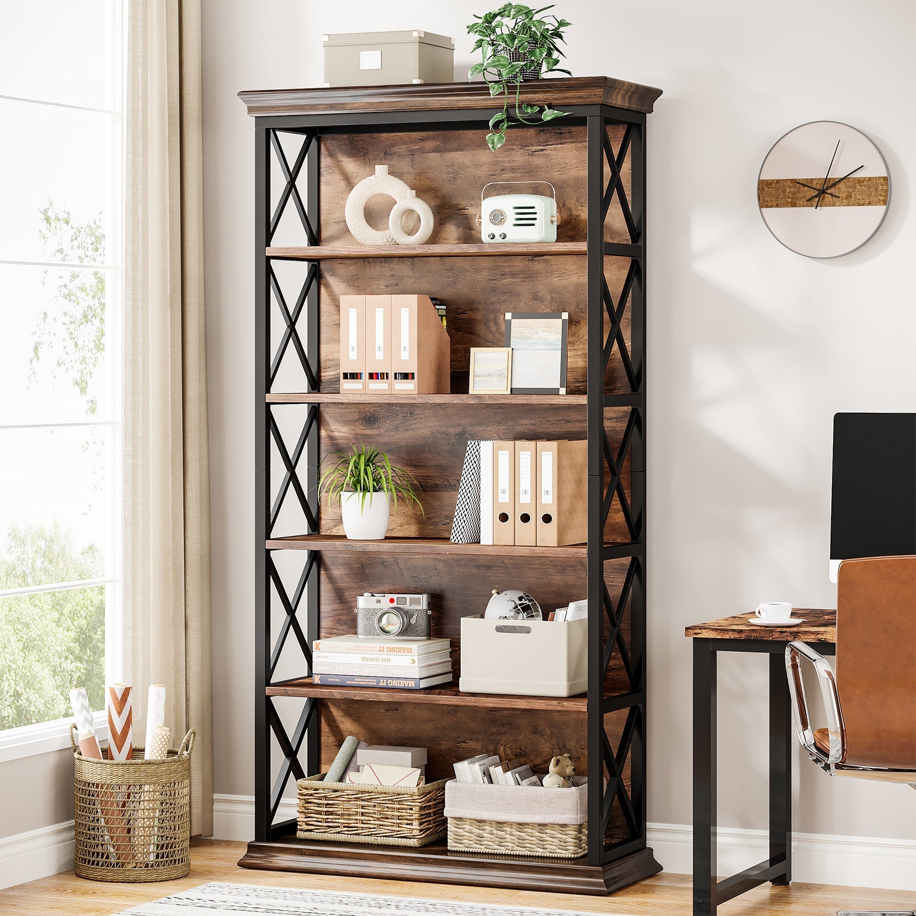 6-stöckiges Bücherregal, 180cm Etagere Bücherregal für das Home Office