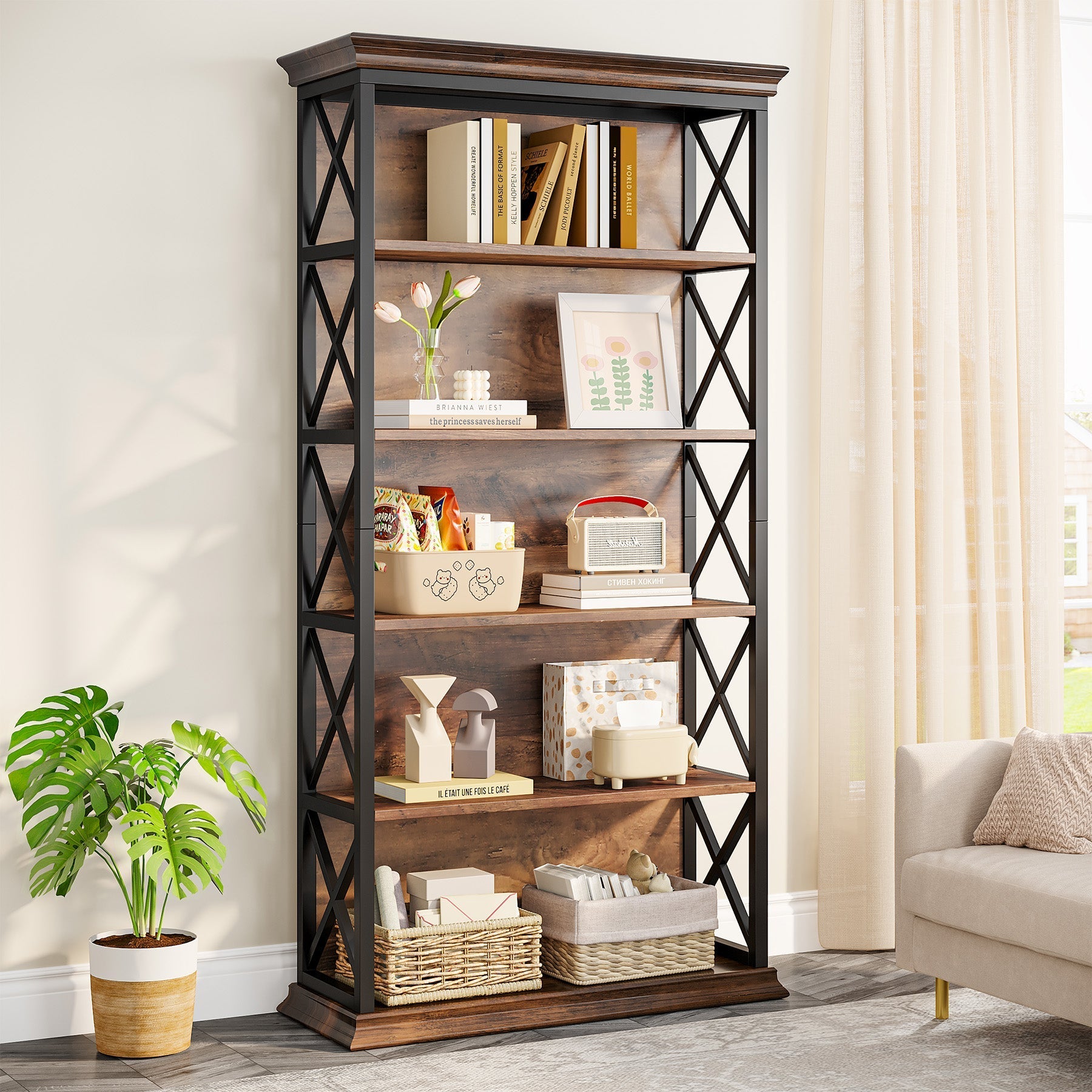 6-stöckiges Bücherregal, 180cm Etagere Bücherregal für das Home Office