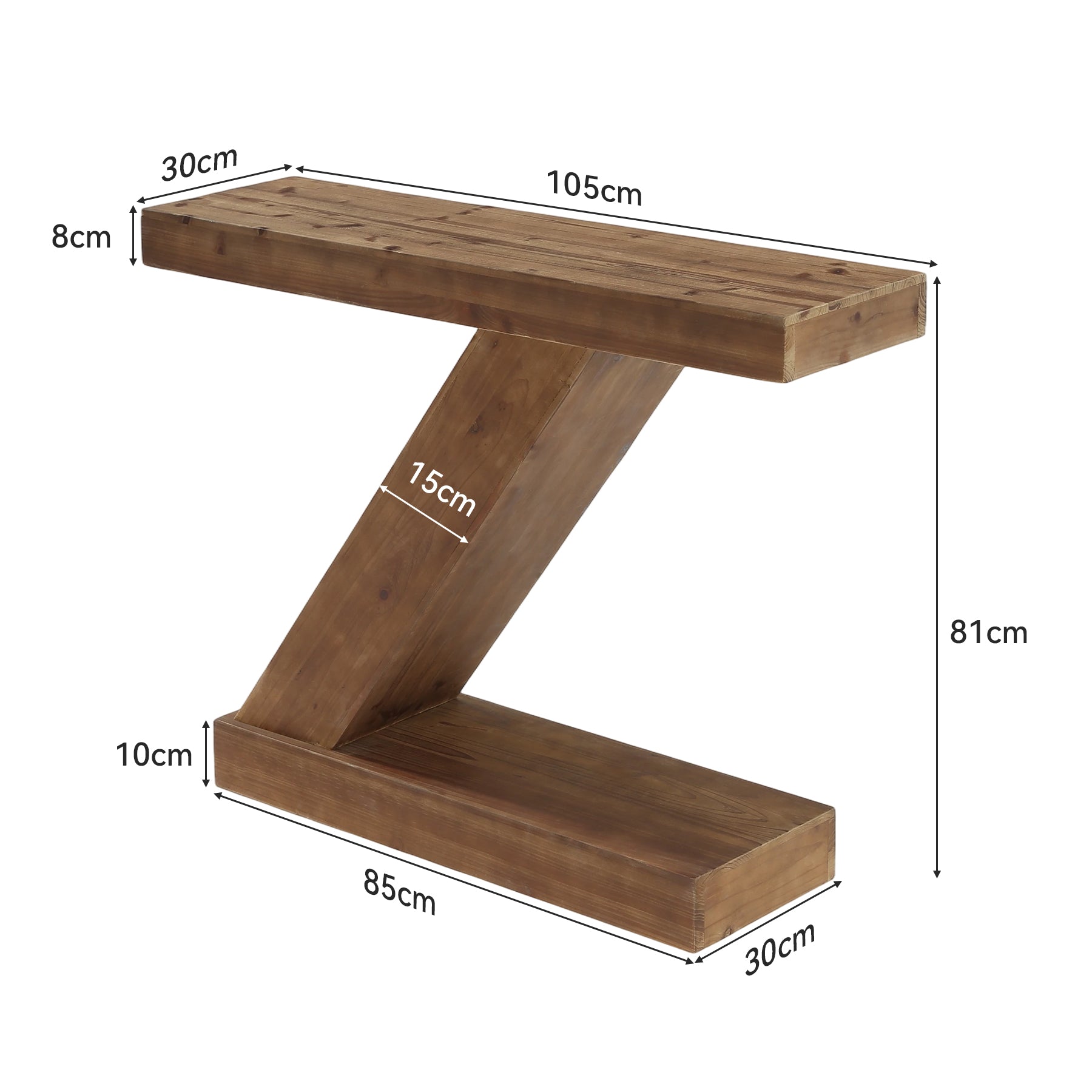 Tribesigns Z-Design Massivholz Konsolentisch 105 cm, Schmaler Flurtisch im Landhausstil