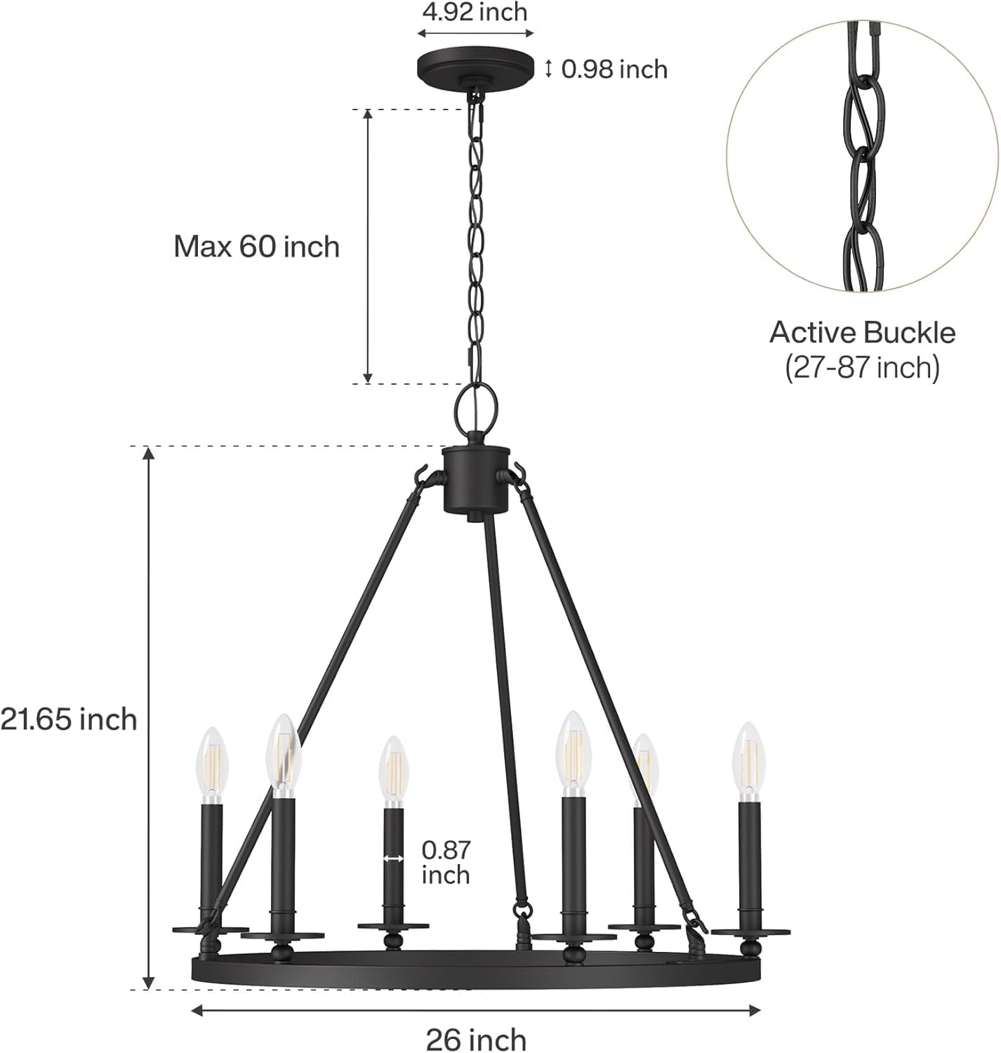 Tribesigns 6-flammiger Wagenrad Kronleuchter Schwarz im Vintage Industrial Stil, E14 Deckenlampe für Wohnzimmer & Esszimmer
