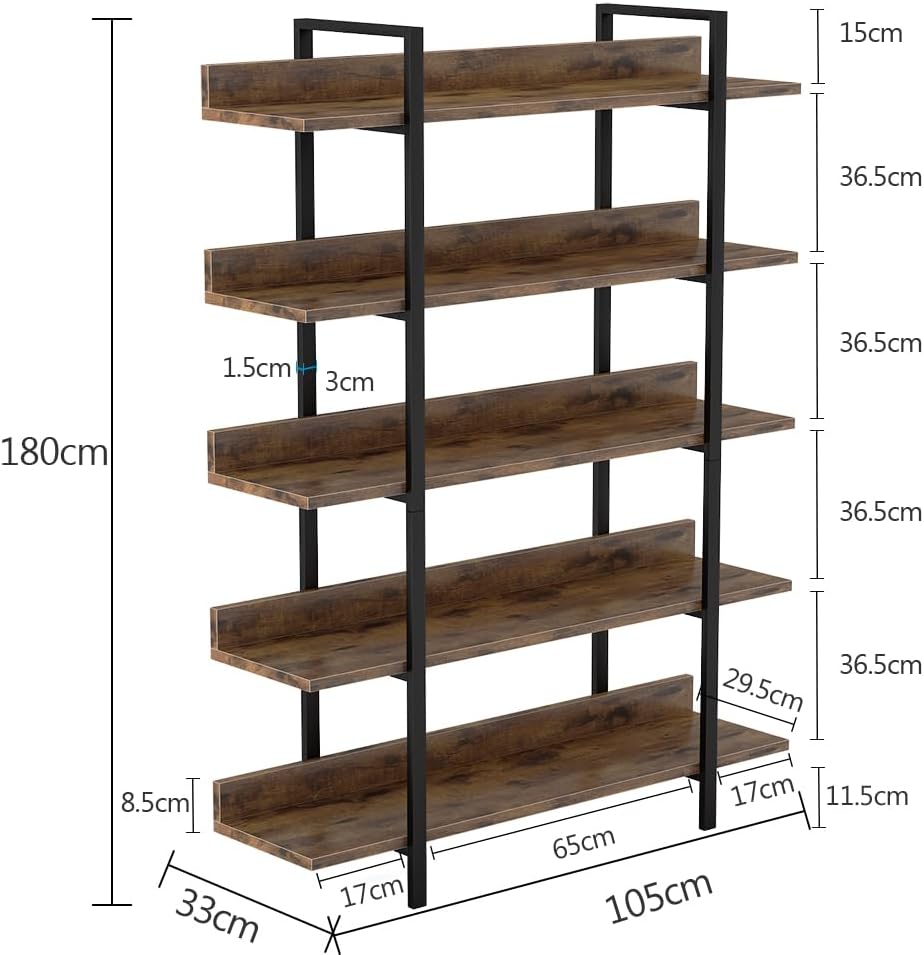 5-stöckiges Bücherregal - Stilvolles und funktionelles Regal