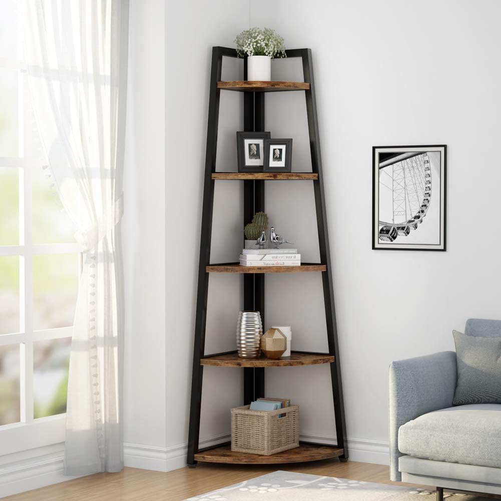 Aibohayi 4-stöckiges Eckregal – Freistehend, MDF-Holz & Metall, Für Wohnzimmer, Küche, Bad
