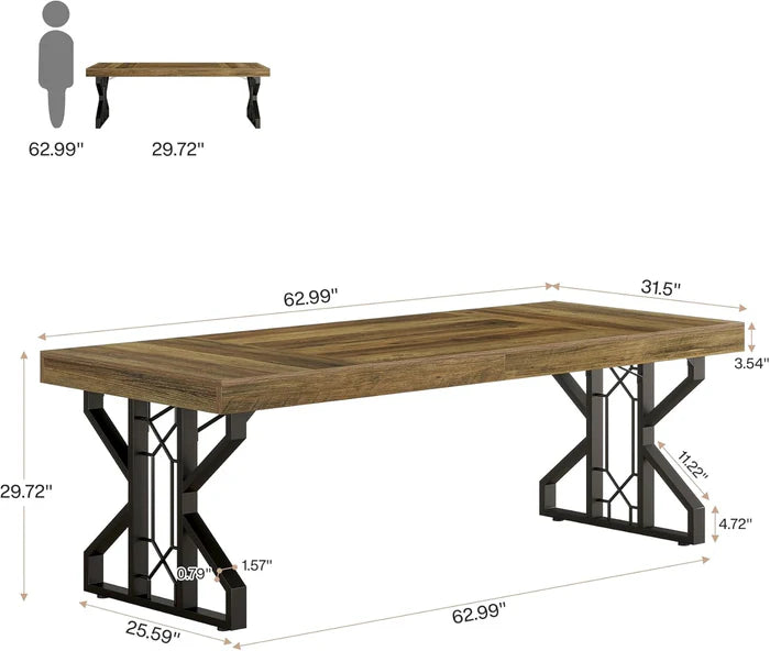 160 cm Executive-Schreibtisch, Home-Office-Computertisch mit einzigartigem Rahmen