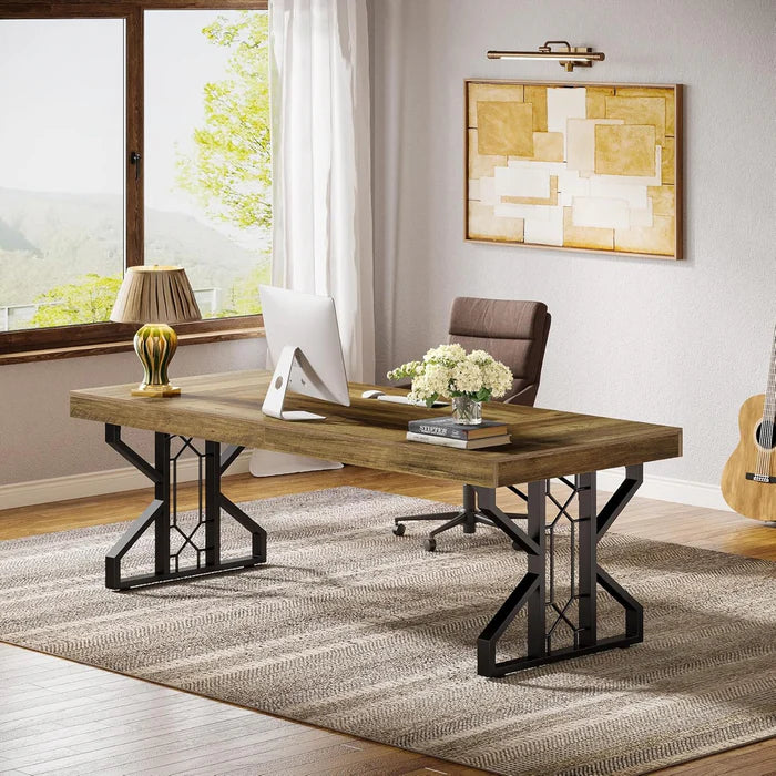 160 cm Executive-Schreibtisch, Home-Office-Computertisch mit einzigartigem Rahmen
