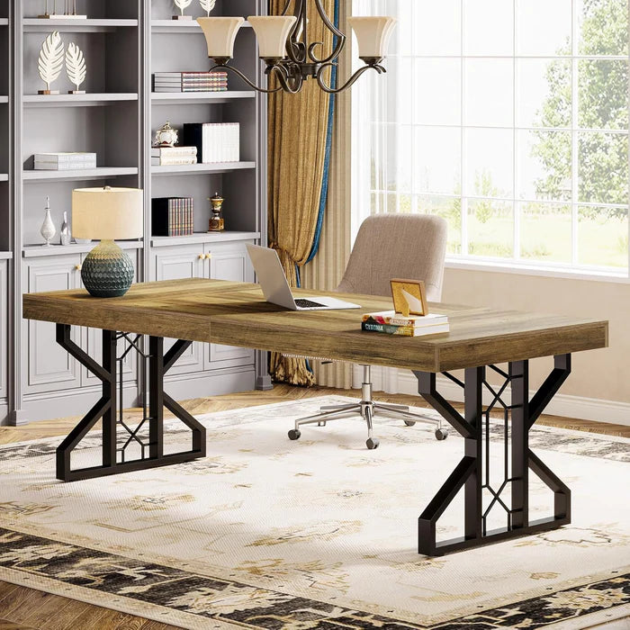 160 cm Executive-Schreibtisch, Home-Office-Computertisch mit einzigartigem Rahmen