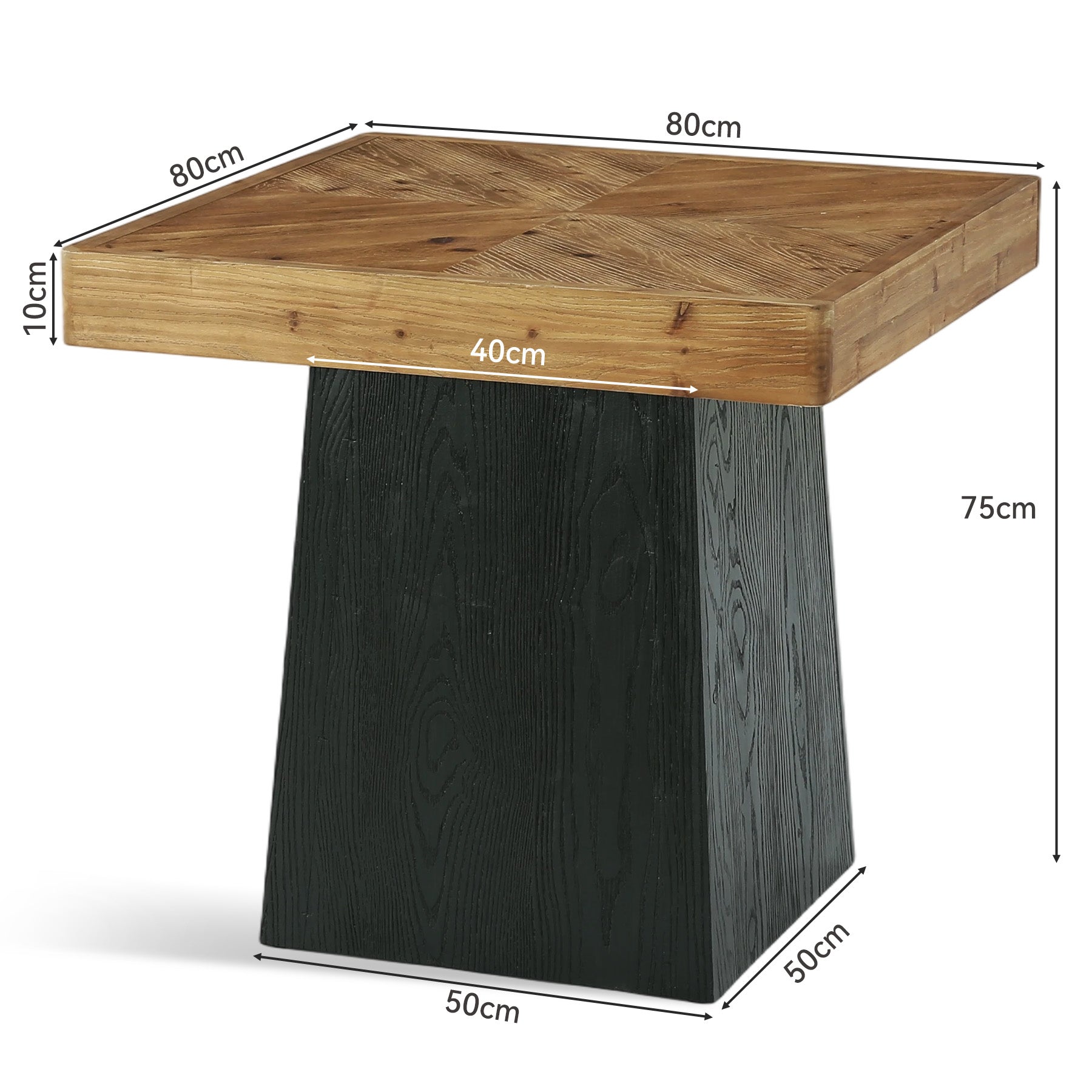 Tribesigns Quadratischer Esstisch aus Massivholz 80 cm für 2–4 Personen, Landhaus Küchentisch mit stabilem Sockel