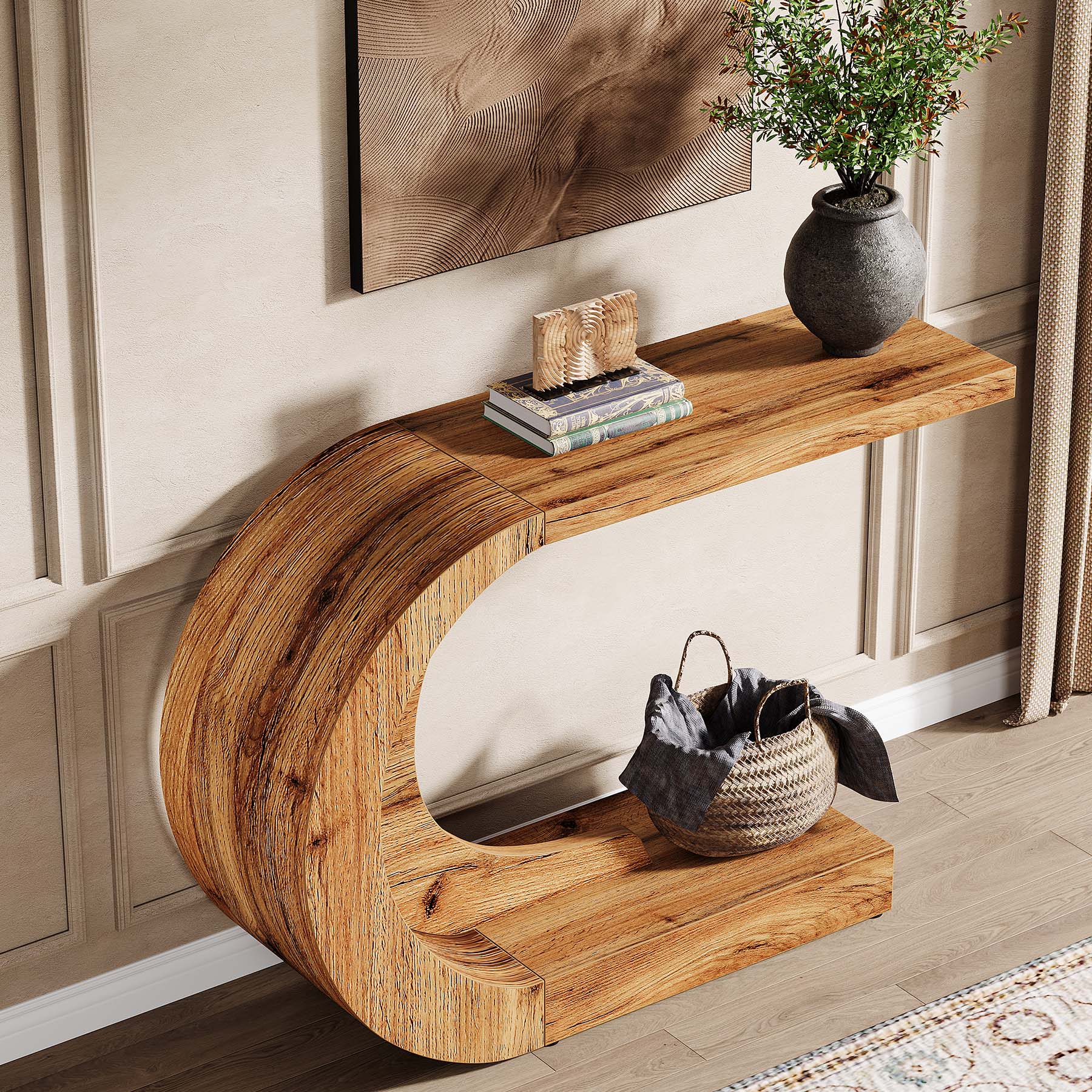 110 cm C-förmiger Mid-Century Modern-Konsolentisch für den Eingangsbereich