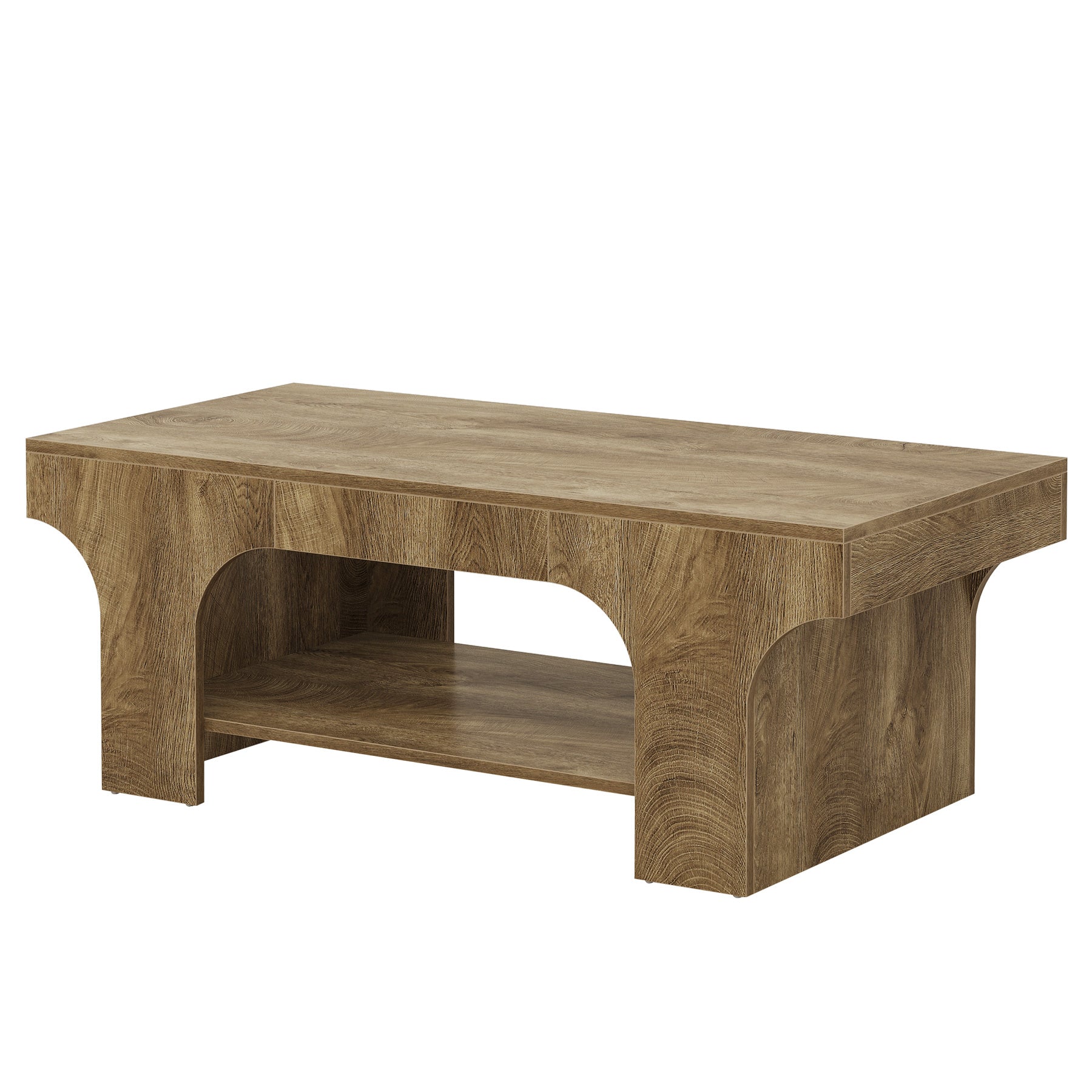 Tribesigns Rechteckiger Couchtisch 120 cm, moderner 2 Ebenen Wohnzimmertisch mit Stauraum