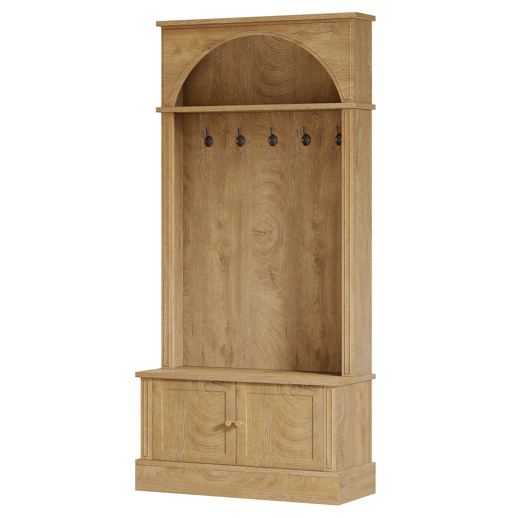 Tribesigns Garderobe mit Sitzbank & Schuhregal, Flurgarderobe 4-in-1 mit 5 Doppelhaken, verstellbare Ablagen