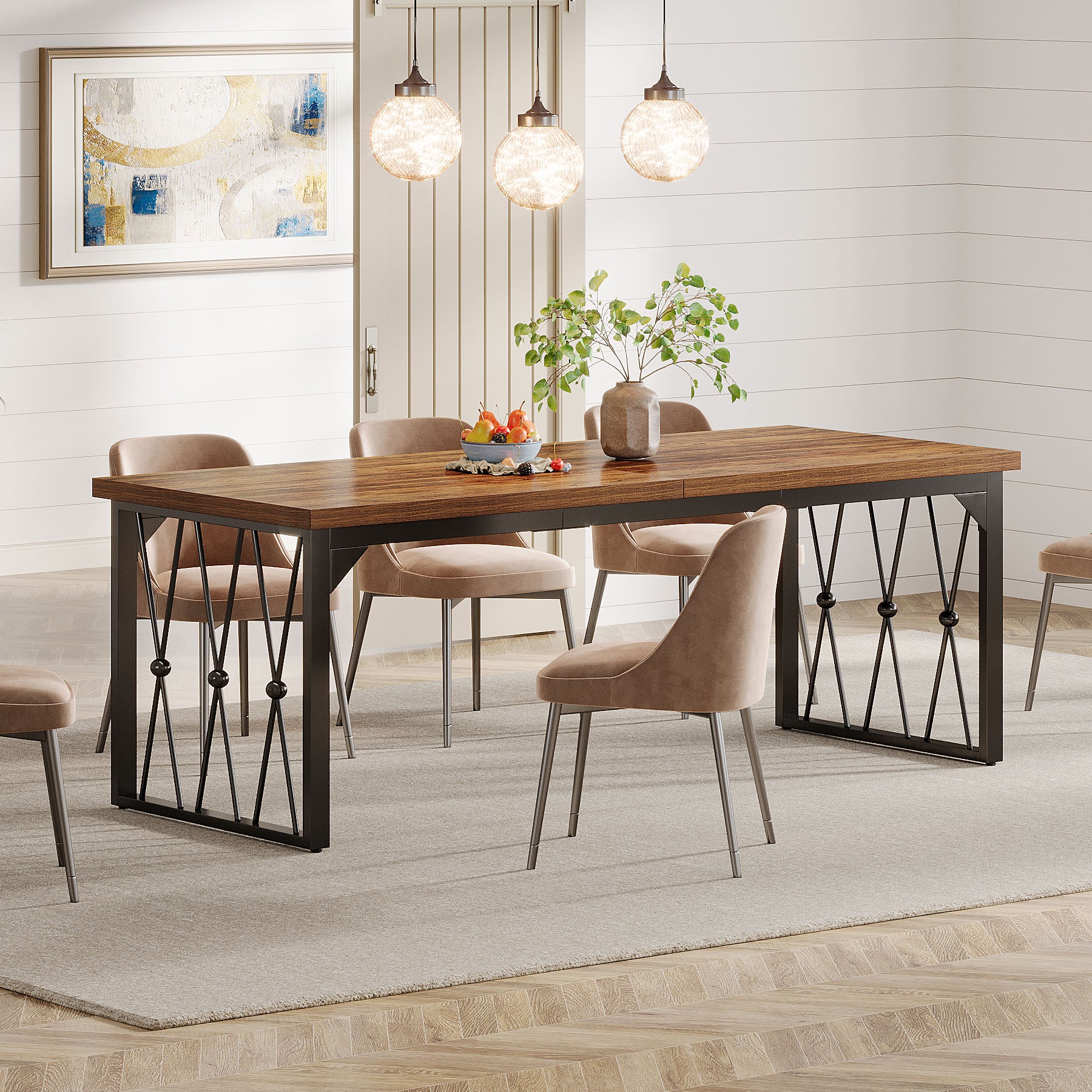 200cm Esstisch, Industrieller Küchentisch für 4-6 Personen