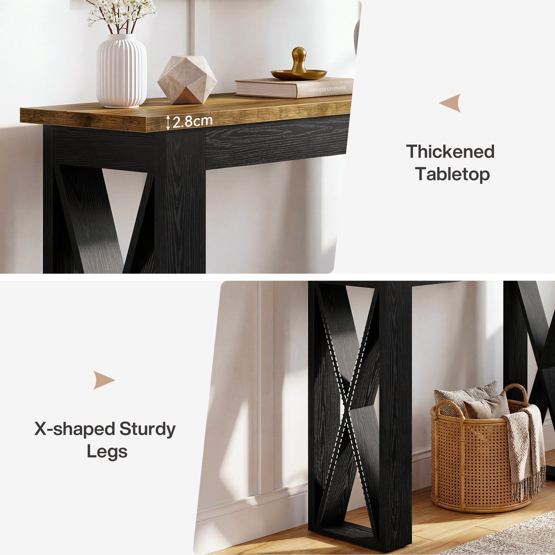 Tribesigns Konsolentisch 105 cm schmal, Flurtisch Industrial mit Ablage