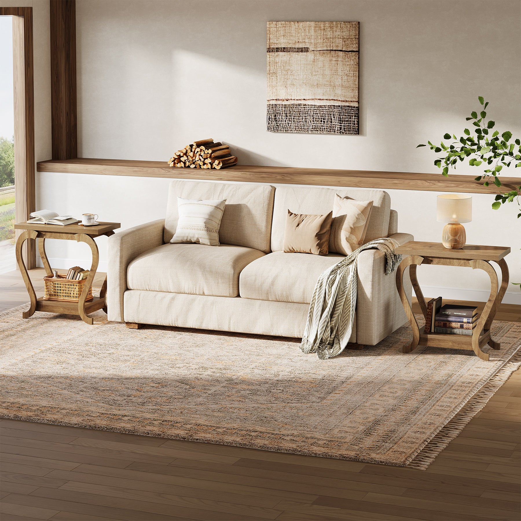 Tribesigns schmaler Beistelltisch mit Ablage, 2-stufiger Endtisch für kleine Räume, Nachttisch platzsparend