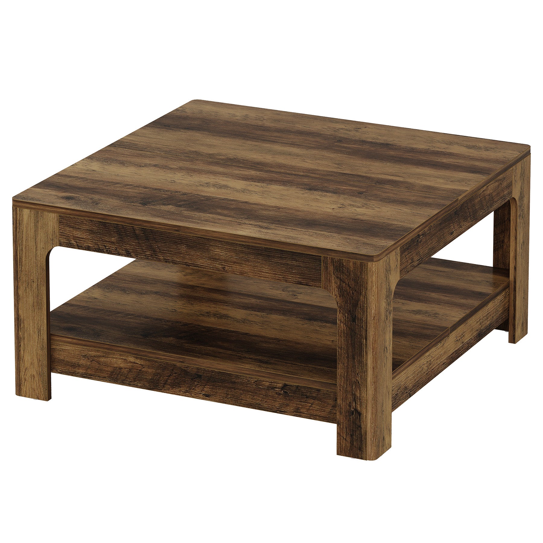 Tribesigns Couchtisch 100 cm mit Ablage, Großer quadratischer Wohnzimmertisch im Landhausstil