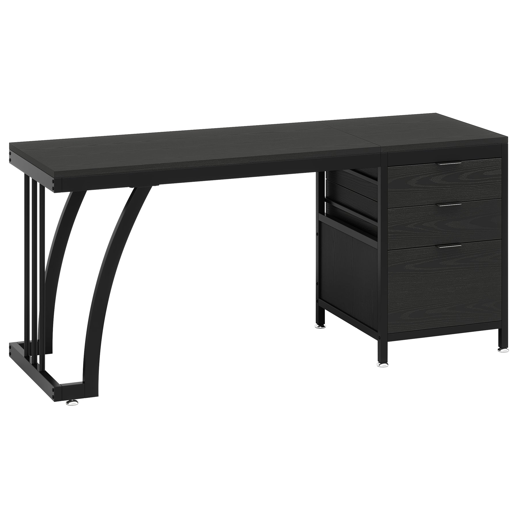 Industrieller Computertisch, 150 cm Schreibtisch mit umkehrbarem Schubladenschrank