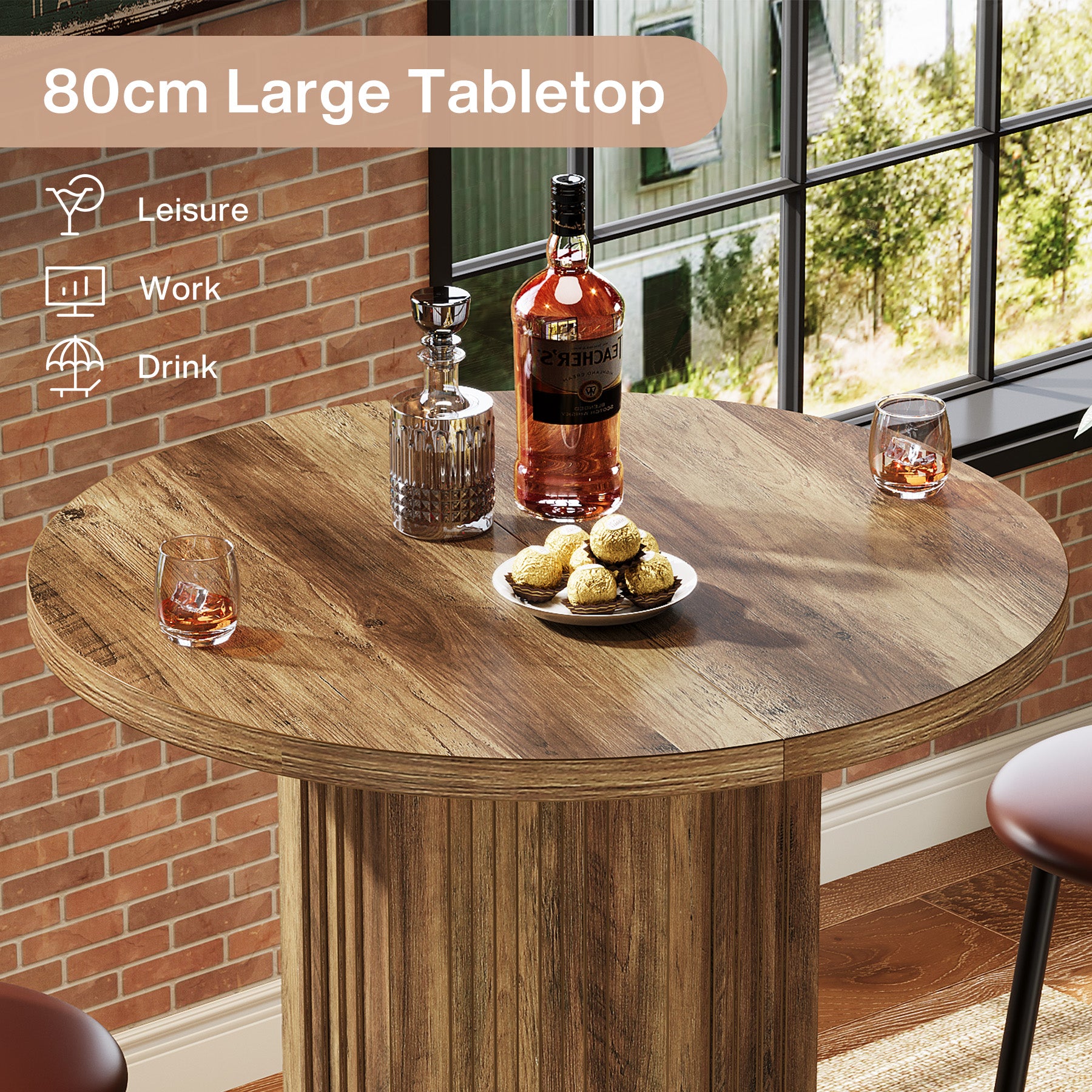 Runder Bartisch 100 cm hoch, Landhaus Bistrotisch aus Holz, Hochtisch für Küche, Esszimmer