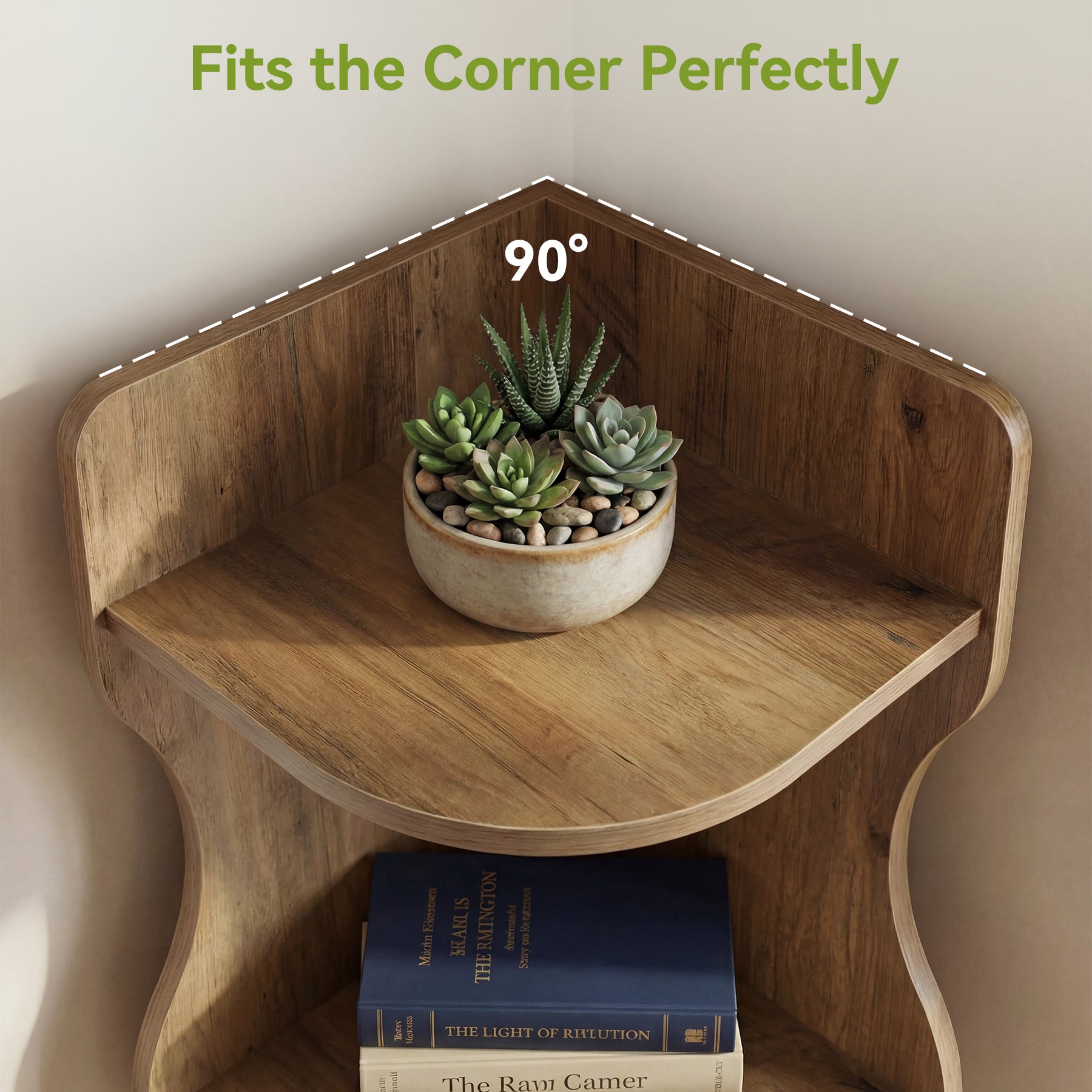 6-stufiges Eckregal 180 cm – Modernes Standregal mit geschwungenem Design, Pflanzen- & Bücherregal für Wohnzimmer