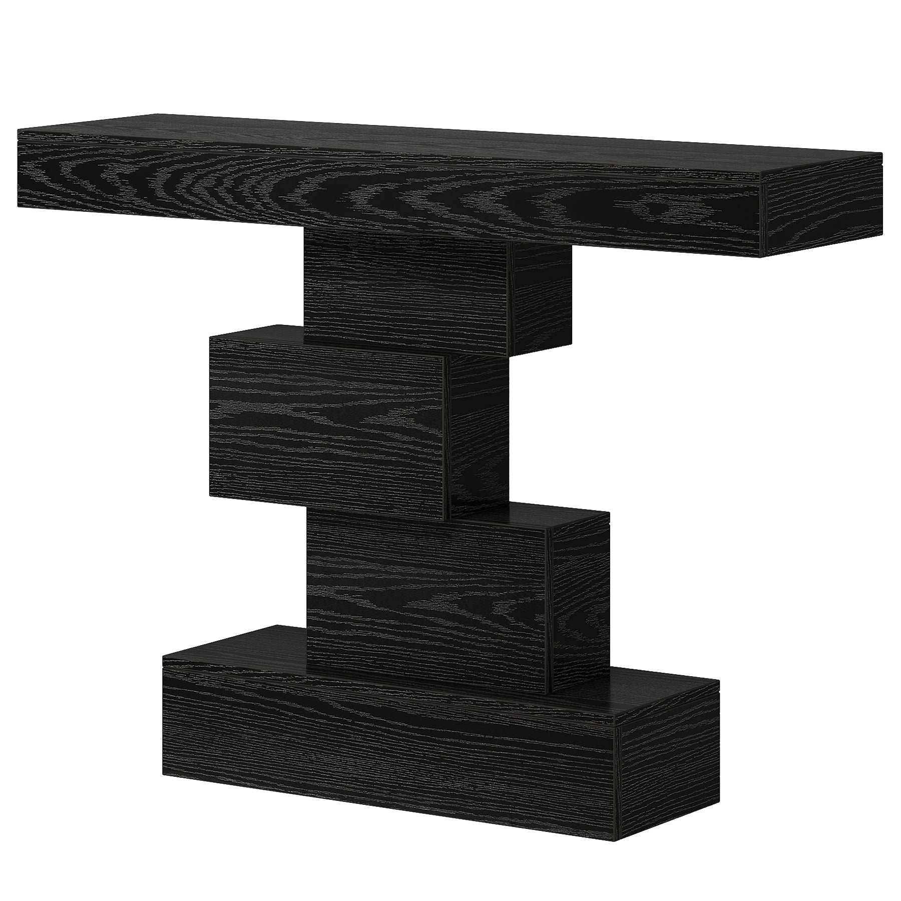 108cm Konsolentisch, Holzsofatisch, Akzenttisch mit geometrischem Sockel