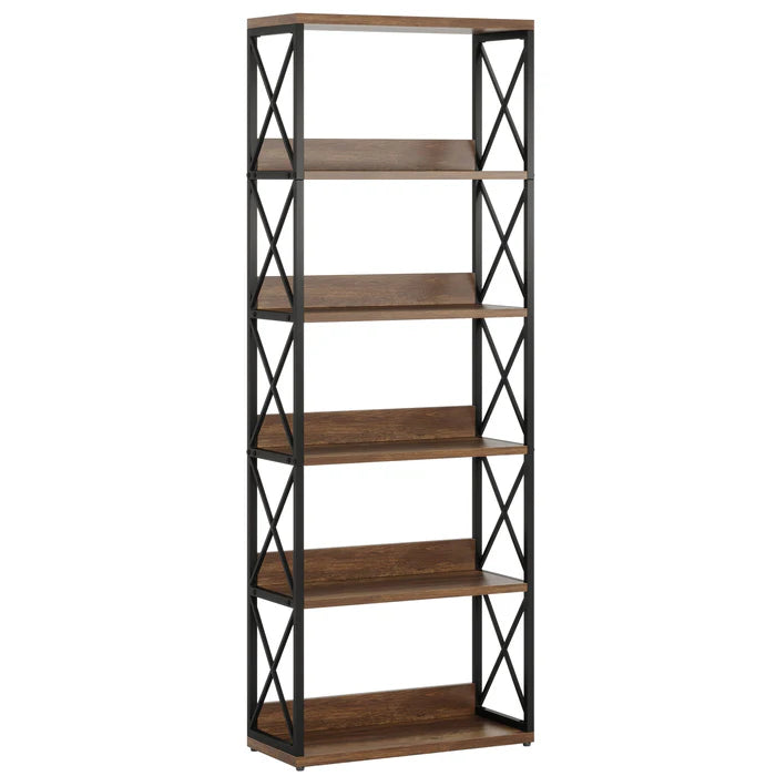178 cm Standbücherregal, 6-stöckiges Etagere-Bücherregal mit offenen Regalen