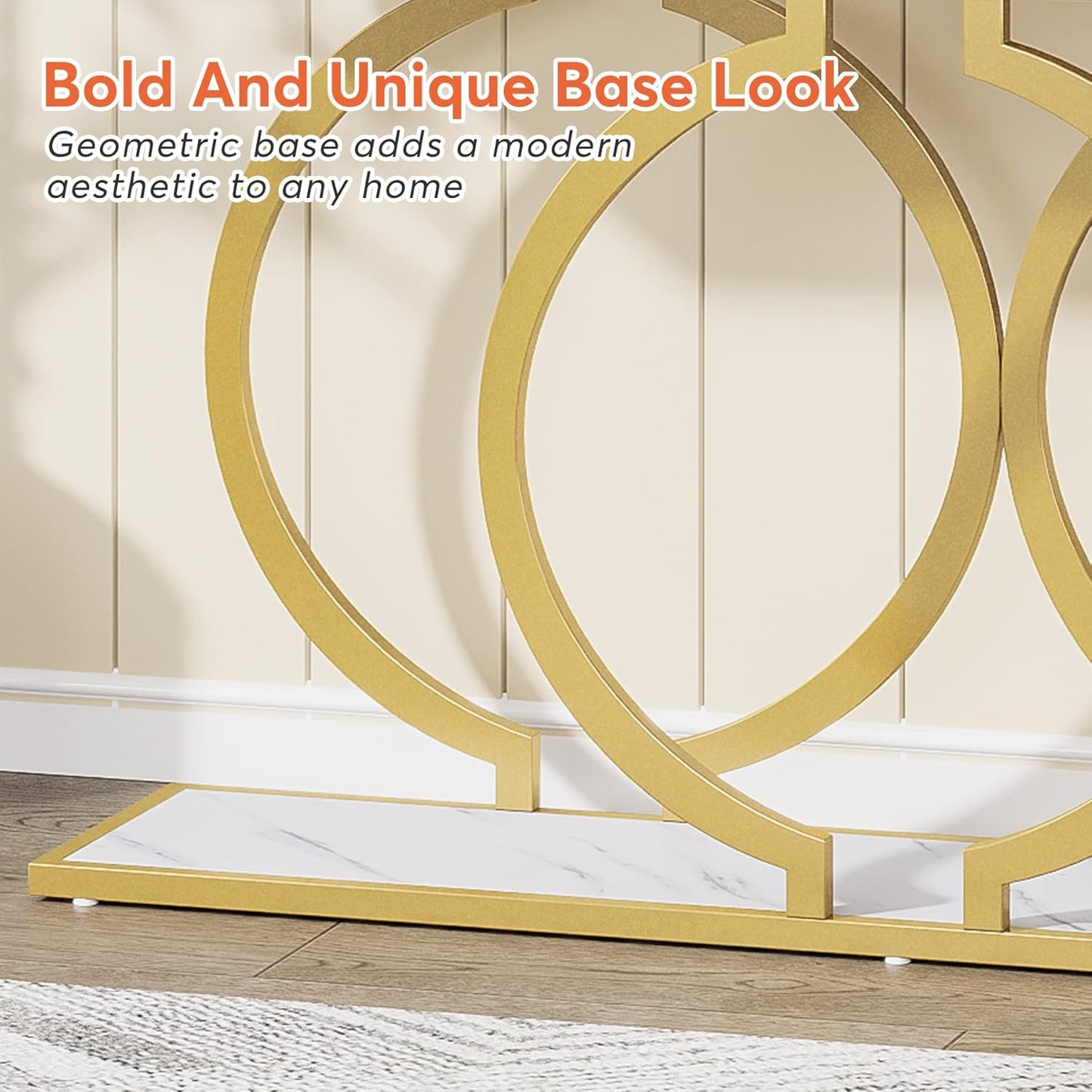 Modern Weiß und Gold Konsolentisch - Faux Marmor Sofa Tisch