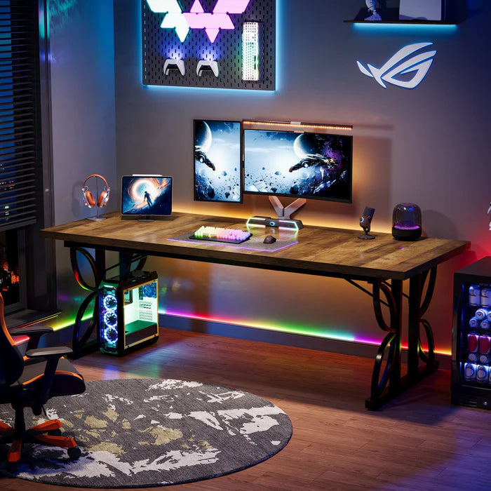 180 cm Schreibtisch, moderner Büro-Computertisch mit Metallrahmen