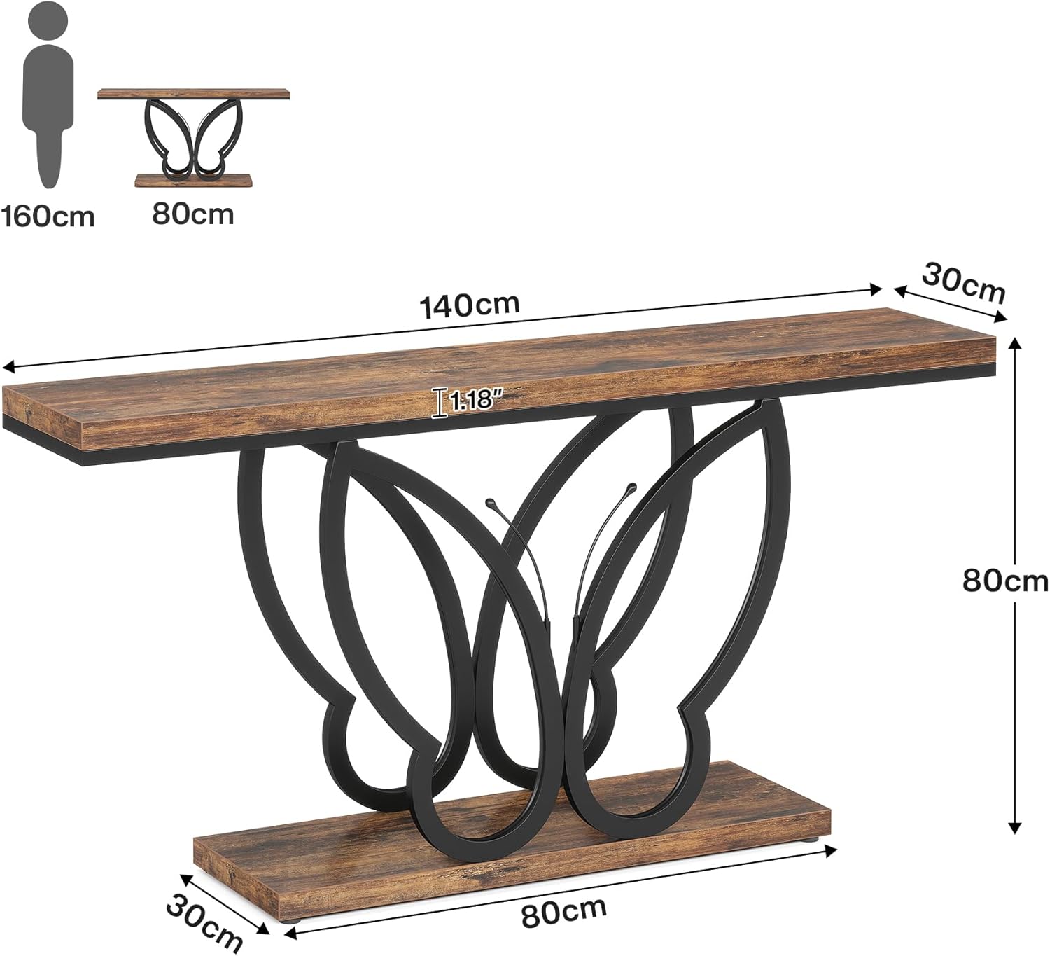 Bauernhaus Konsolentisch, Schmetterling Metallrahmen für Flur, Wohnzimmer, Eingang