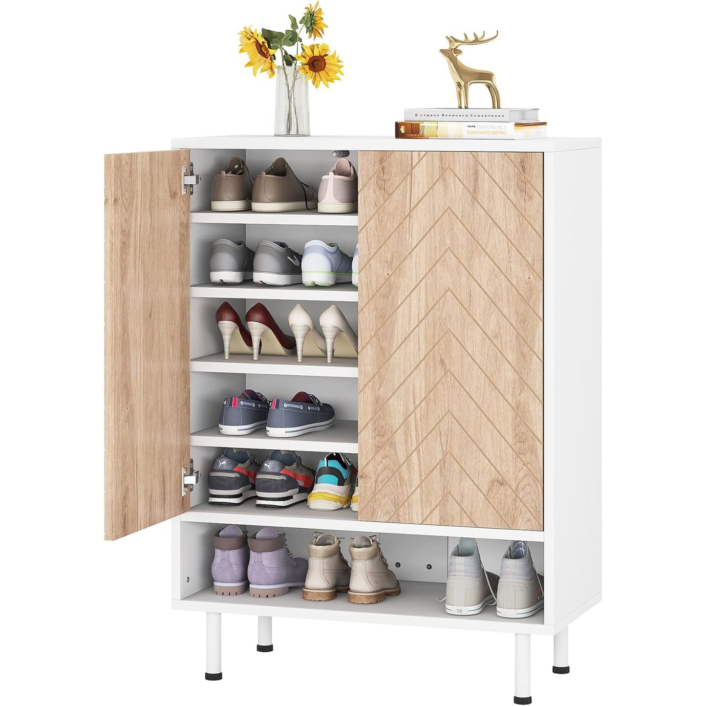 Großes Schuhregal mit 6 Ebenen, Schuh-Organizer für Eingangsbereich