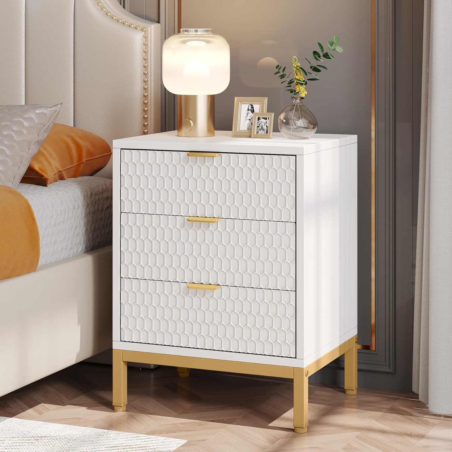 moderner Nachttisch 65.5cm hoher Nachttisch mit 3 Schubladen