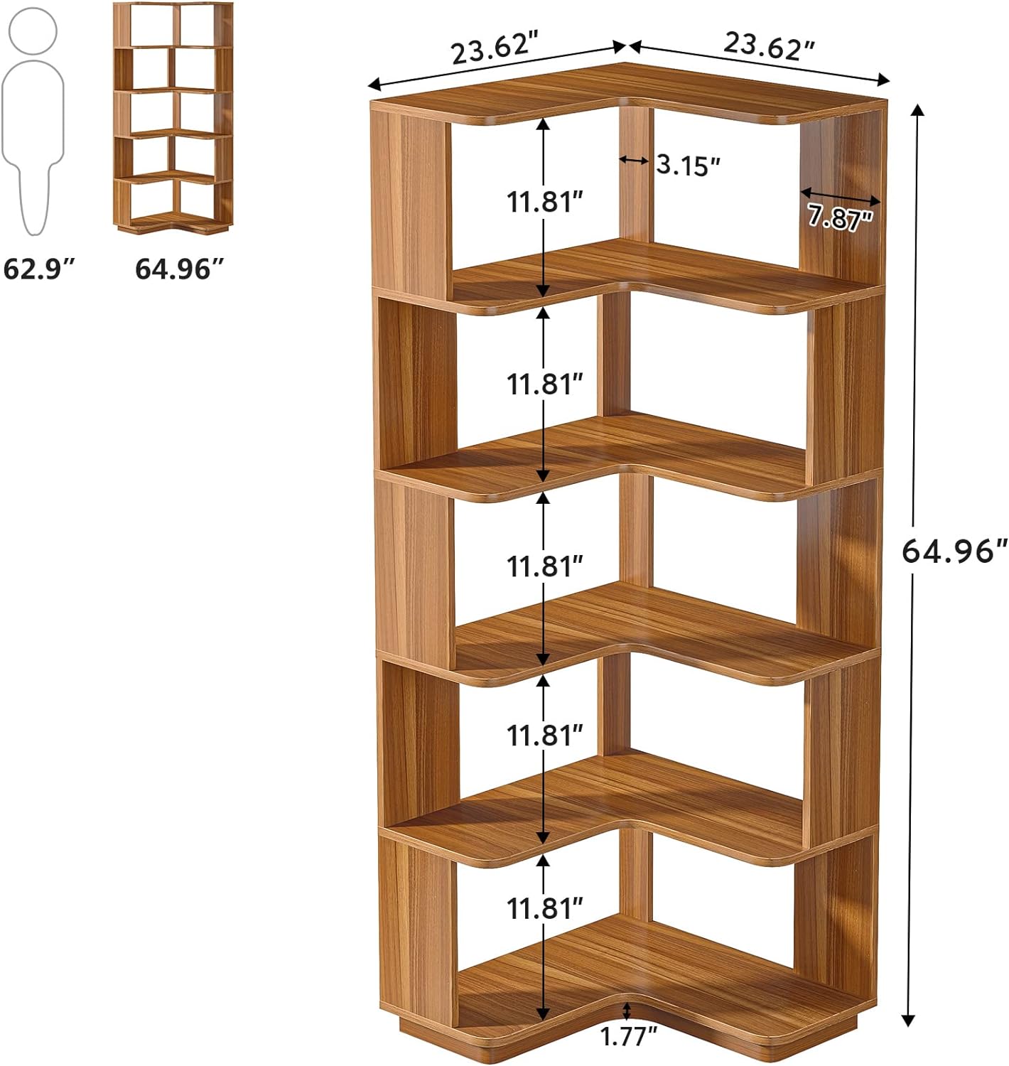 Eckregal, 6-stöckiges Bücherregal, Etagere-Lagerregal