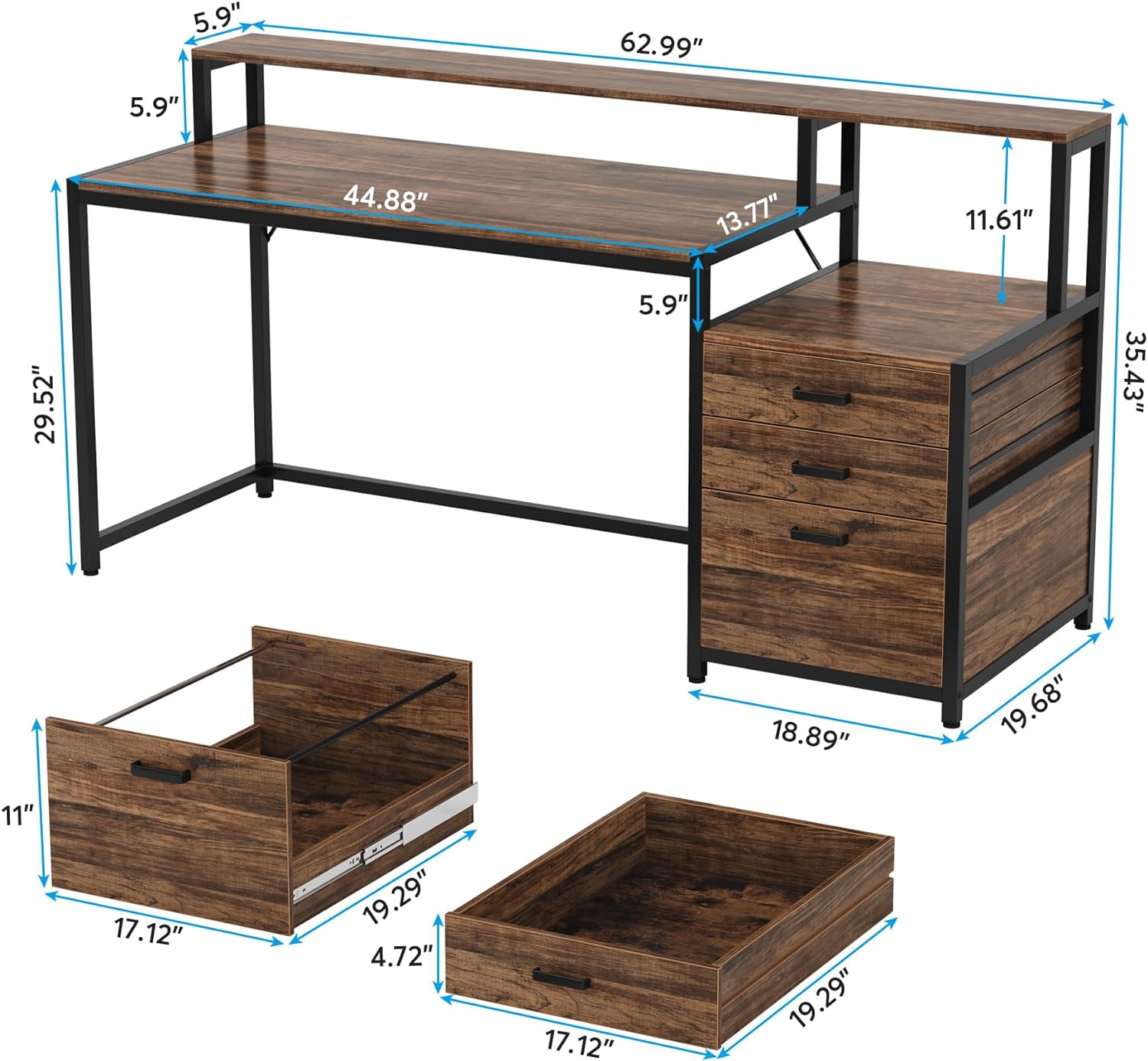 Ergonomischer Bürotisch - Tribesigns Schreibtisch mit Schubladen und Monitorständer