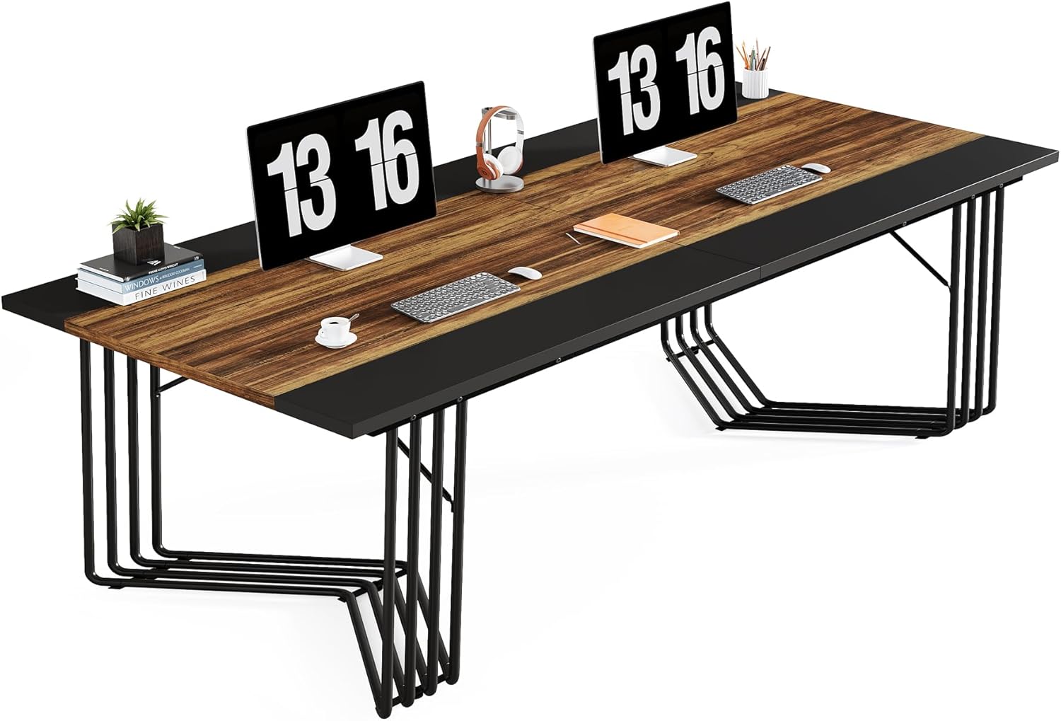 Konferenztisch - 2 Personen Computertisch mit geometrischem Metallgestell