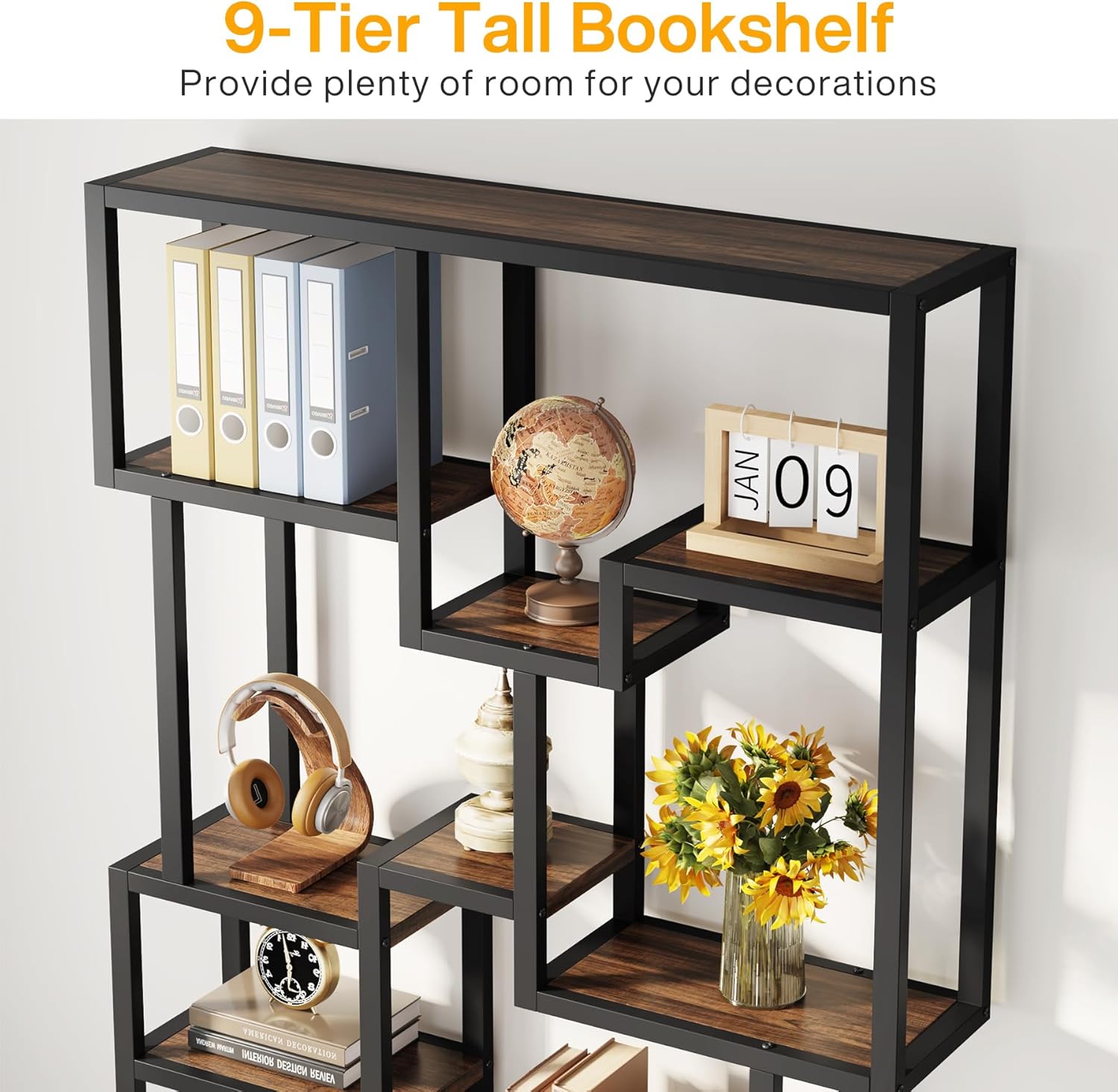 7-stöckiges Bücherregal -180cm hoch Holz Bücherregal