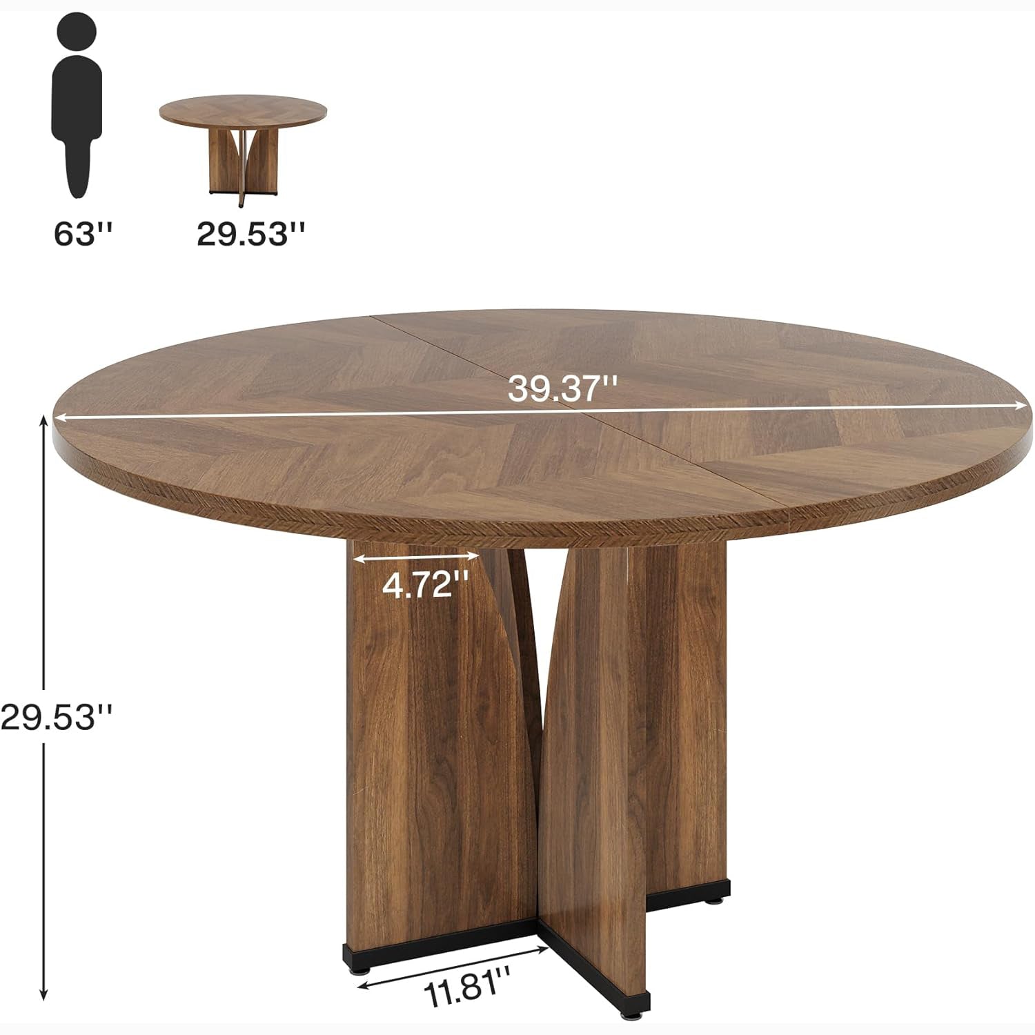 100 cm runder Esstisch aus Holz, Küchentisch im Landhausstil für 4 Personen