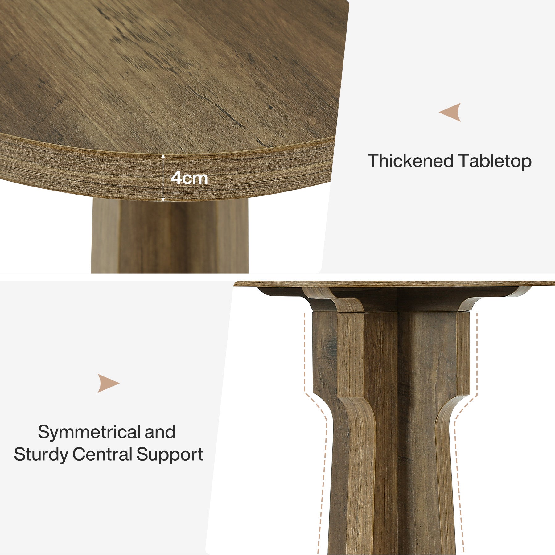 Tribesigns Runder Esstisch 60 cm für 2 Personen, Kleiner Küchentisch im Landhausstil