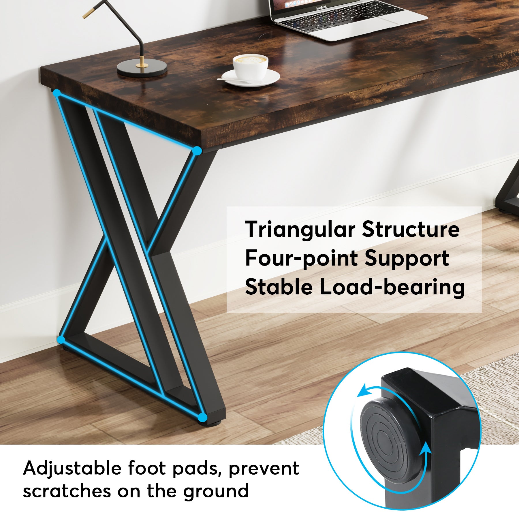 Tribesigns Schreibtisch 140 cm mit Z-Metallbeinen, stabiler Computertisch für Home Office & Büro