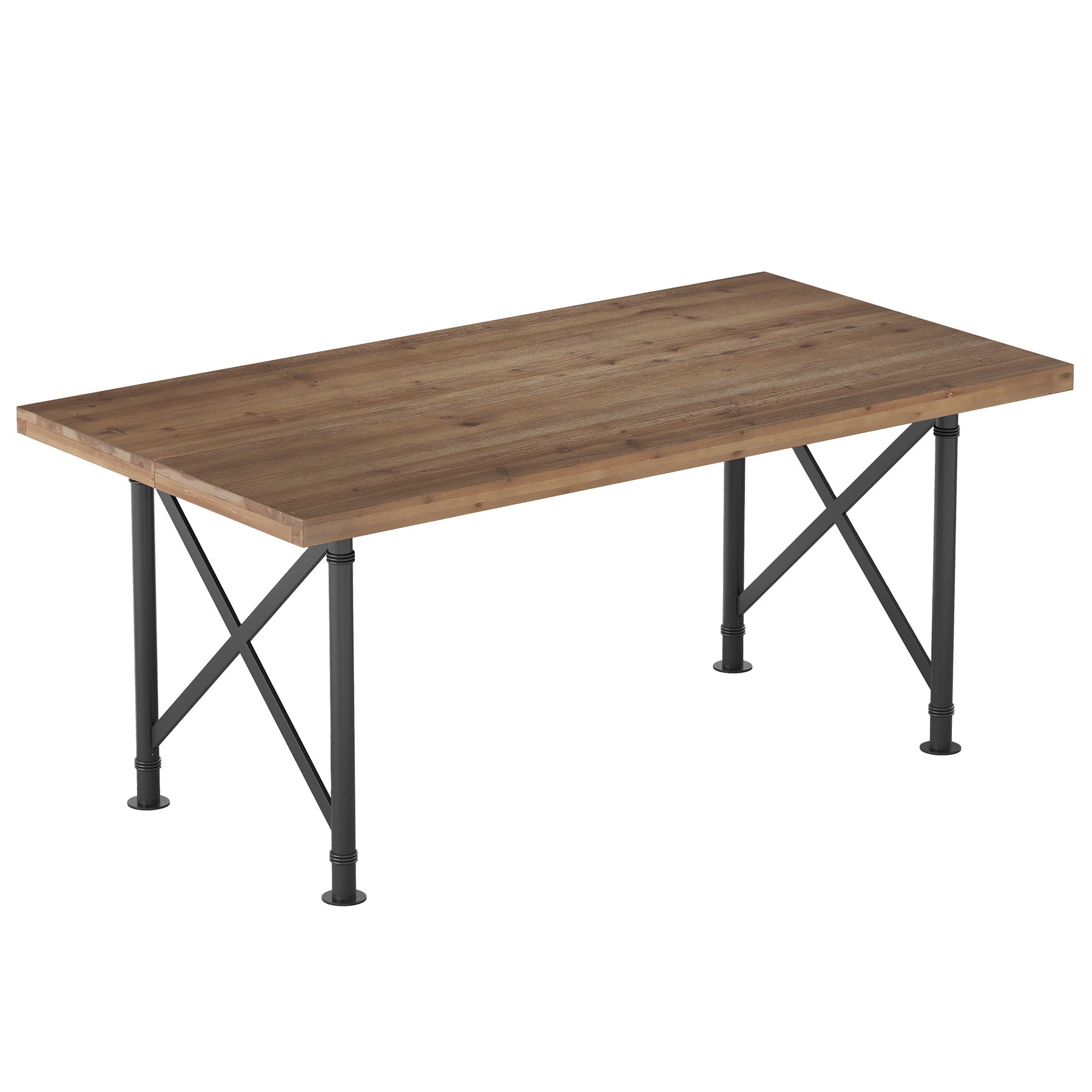 Massivholz Schreibtisch 160 × 80 cm, Computertisch mit X-Metallbeinen für Homeoffice